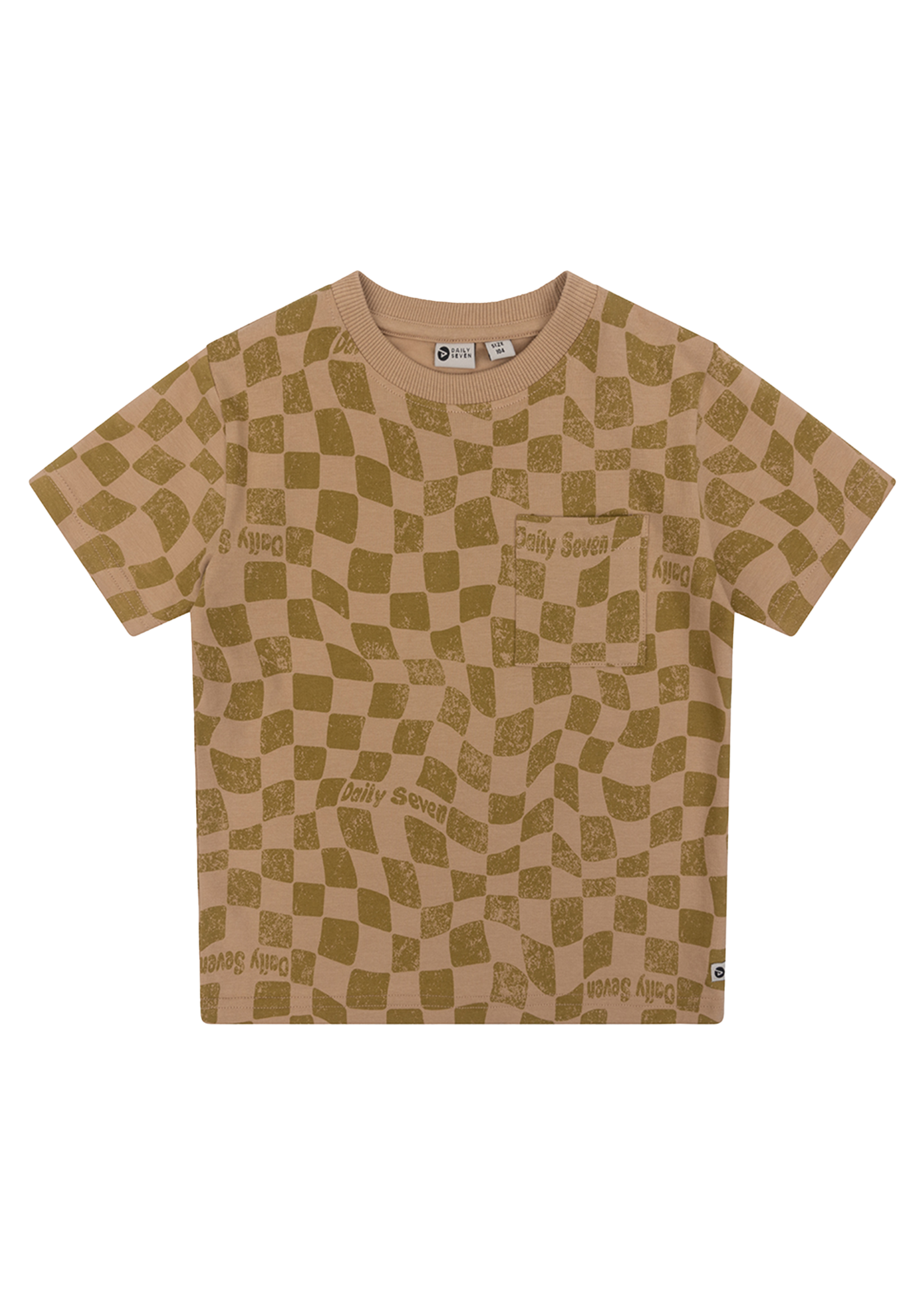 Daily 7 Organic T-Shirt Printed Square Camel Sand