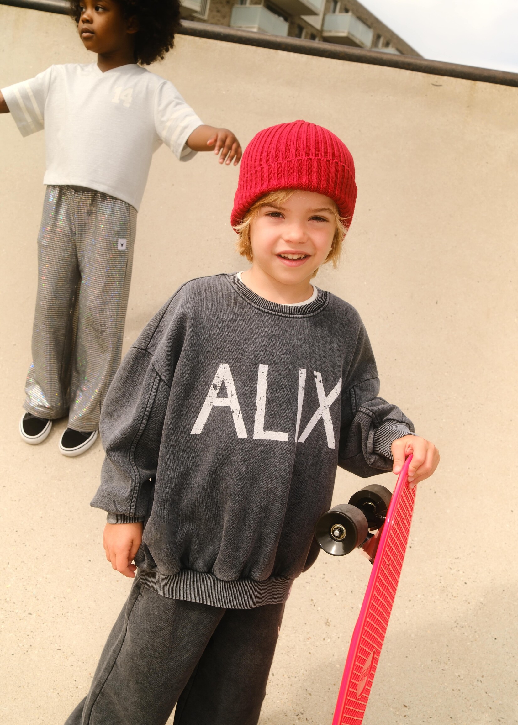 Alix Mini kids knitted alix on tour sweater | charcoal grey