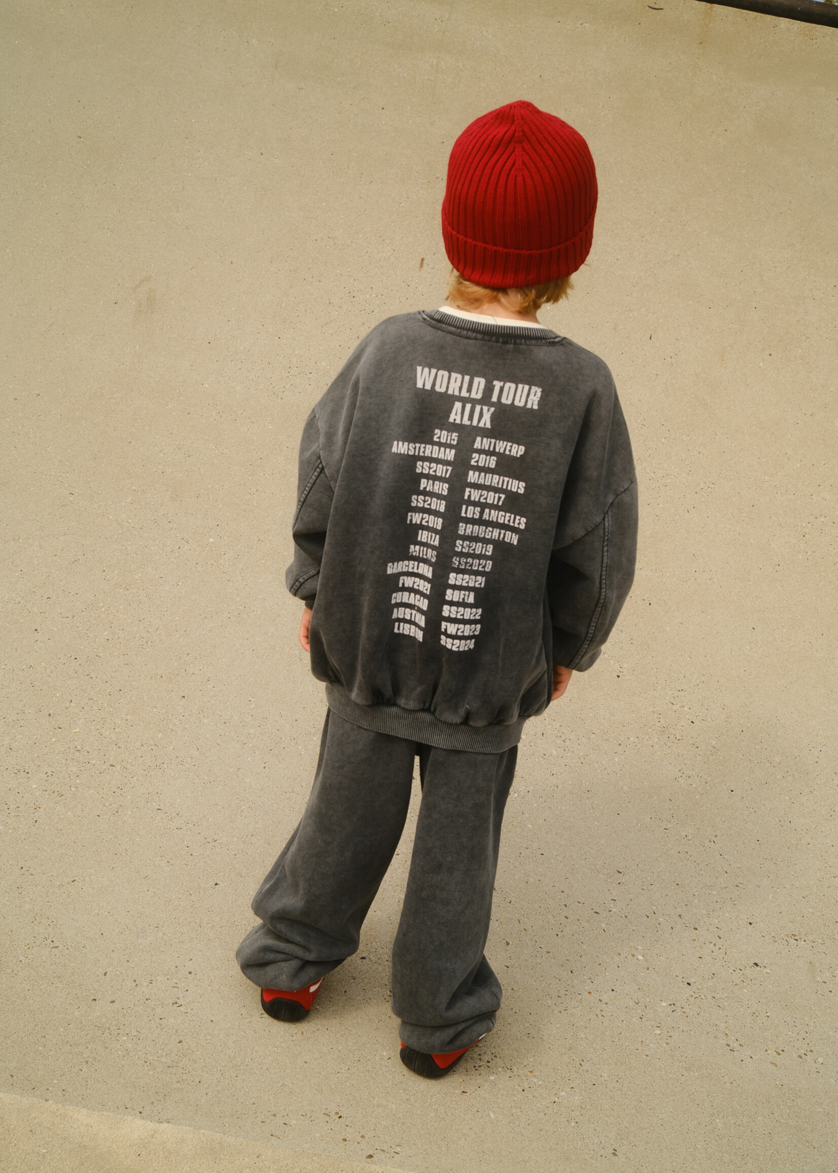 Alix Mini kids knitted alix on tour sweater | charcoal grey