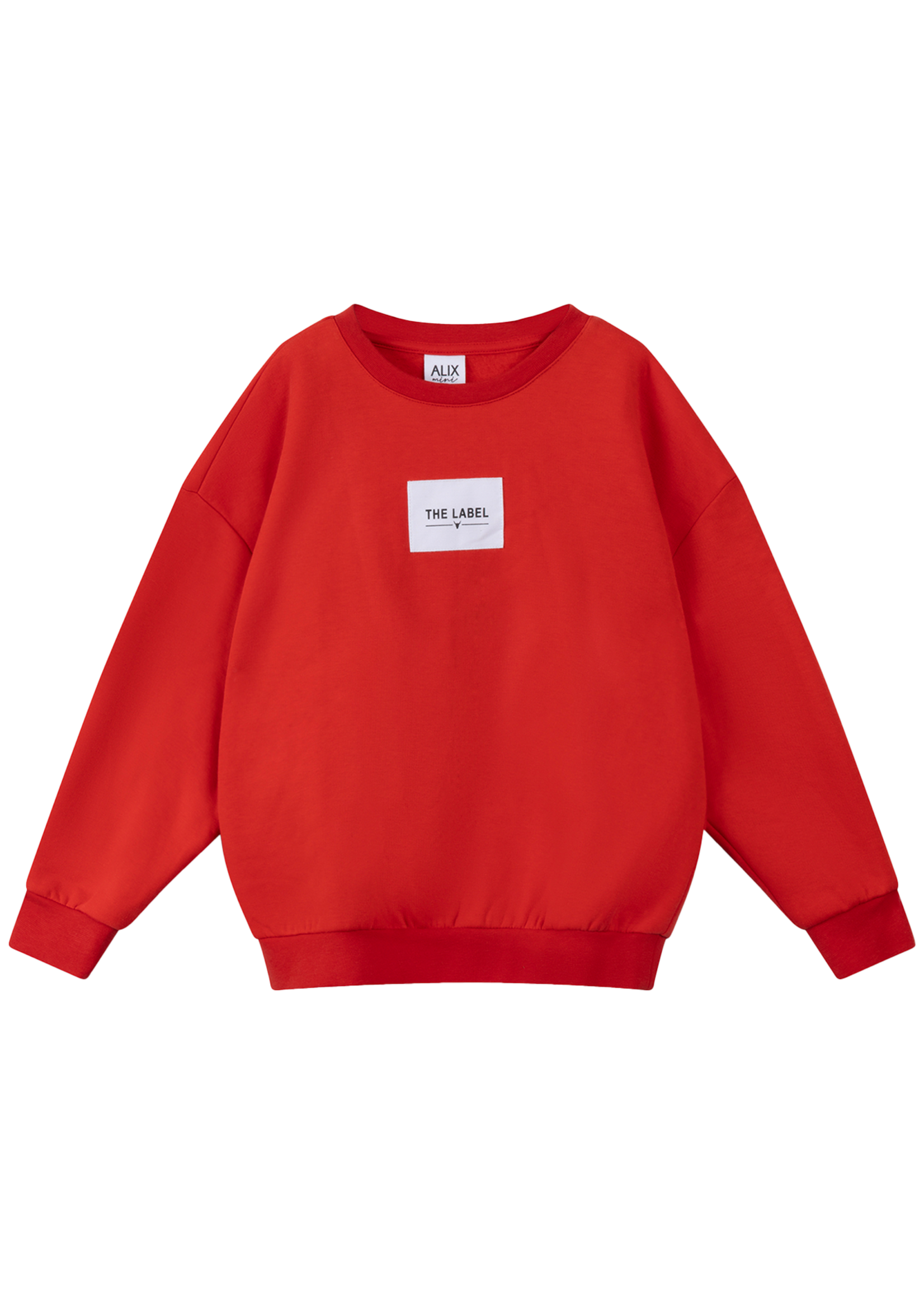 Alix Mini kids knitted label sweater | bright red