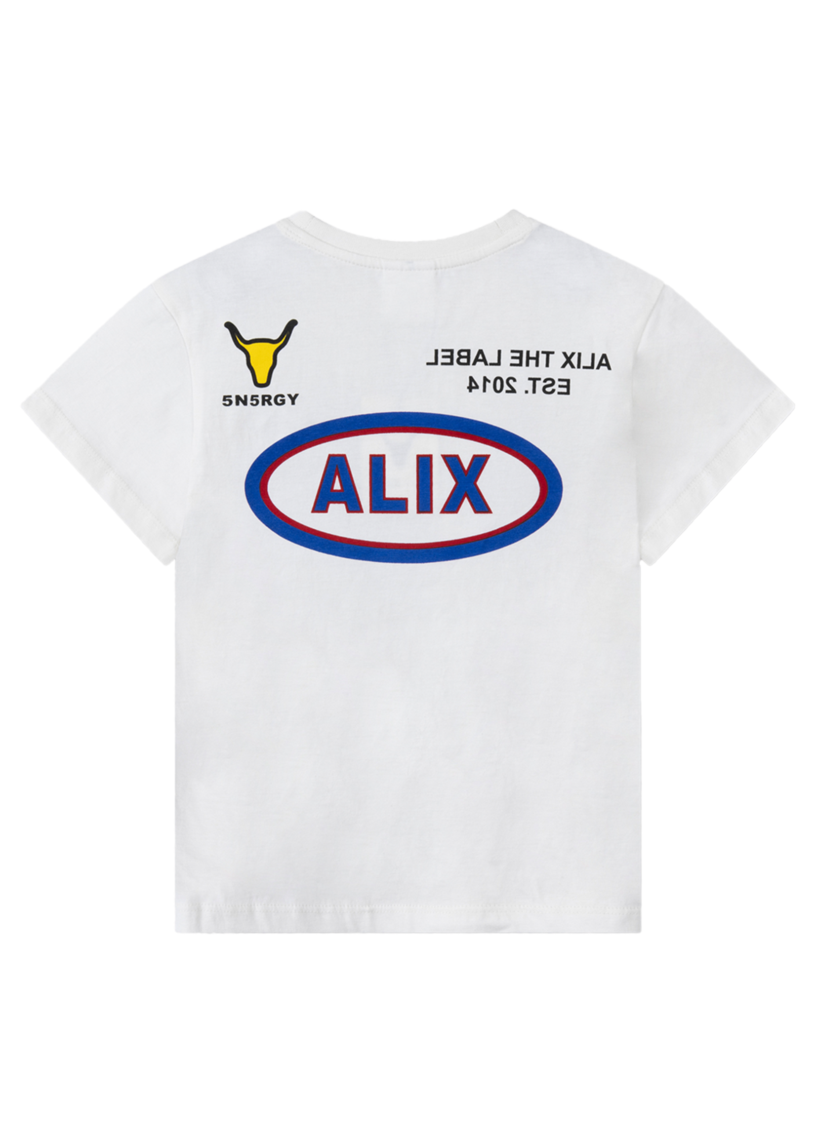 Alix Mini kids knitted sports artwork t-shirt | soft white