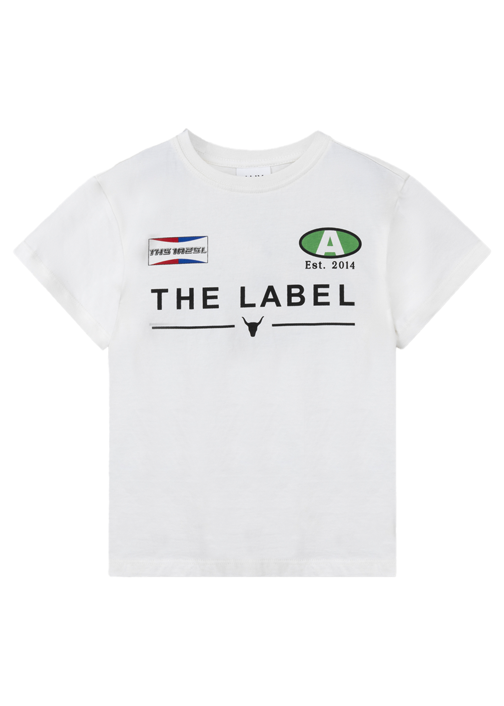 Alix Mini kids knitted sports artwork t-shirt | soft white