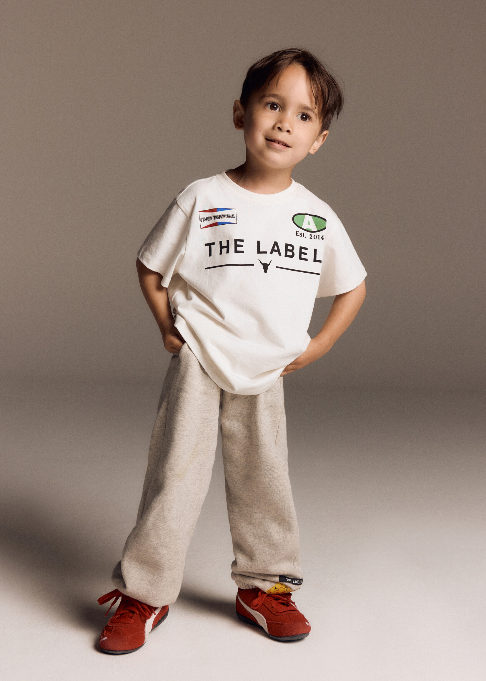 Alix Mini kids knitted sports artwork t-shirt | soft white