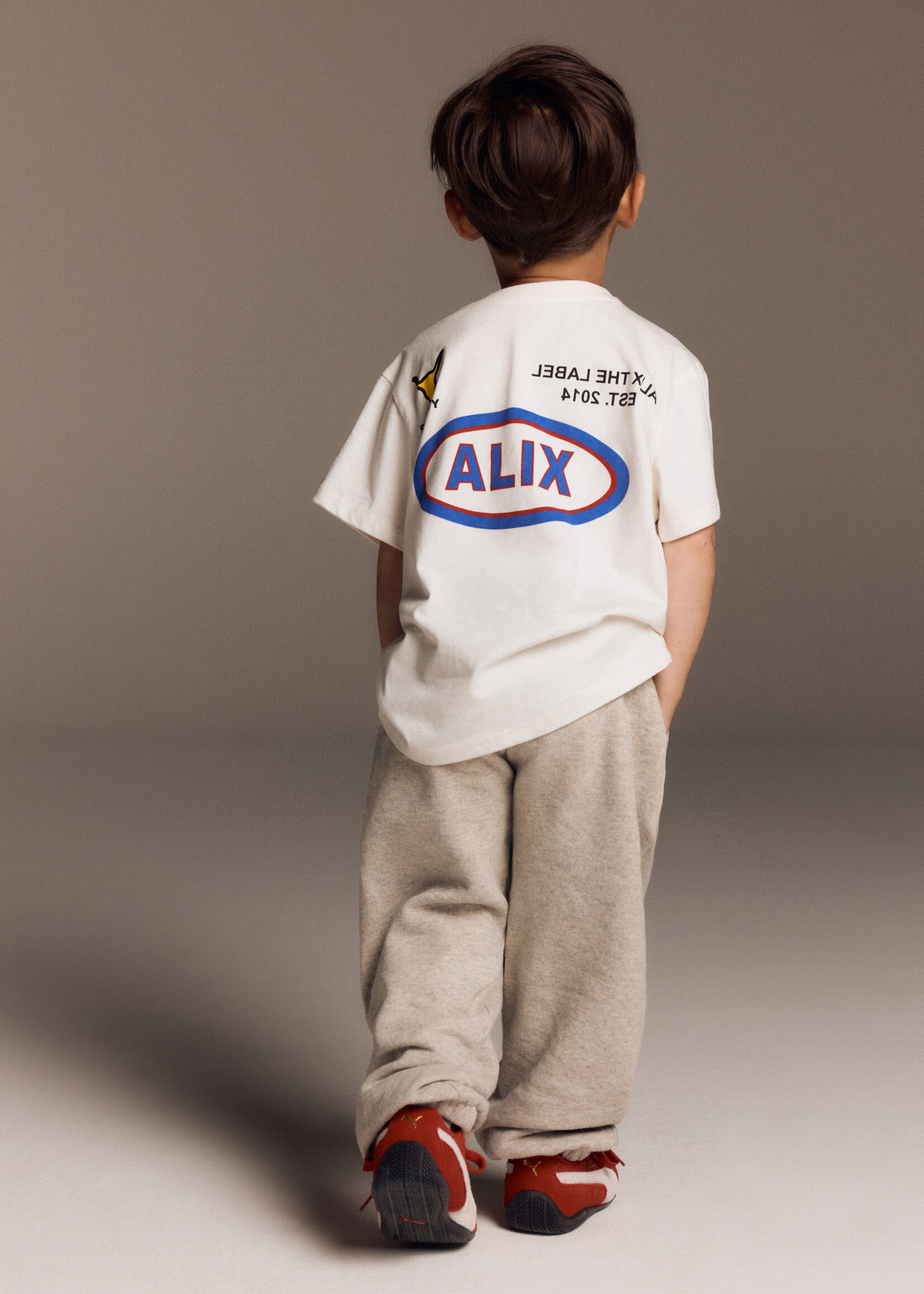 Alix Mini kids knitted sports artwork t-shirt | soft white