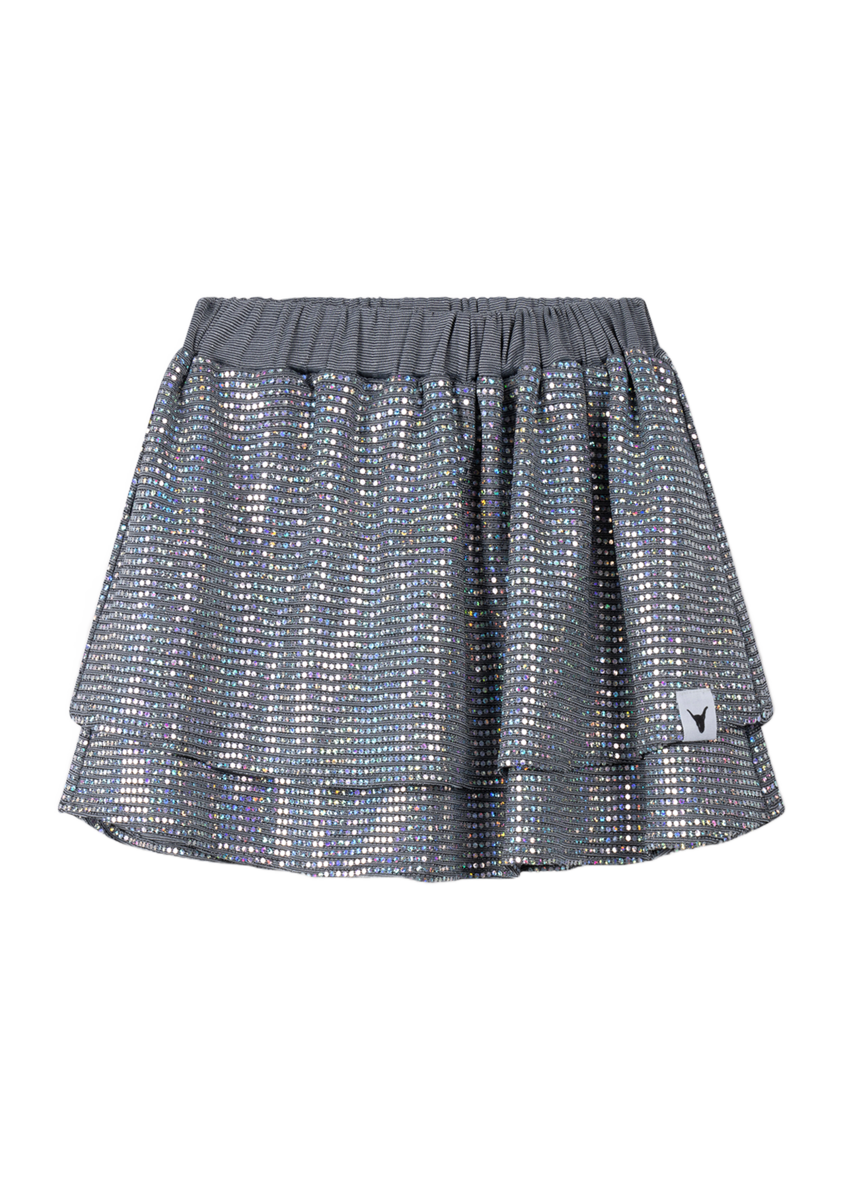 Alix Mini kids knitted sparkle skirt | silver