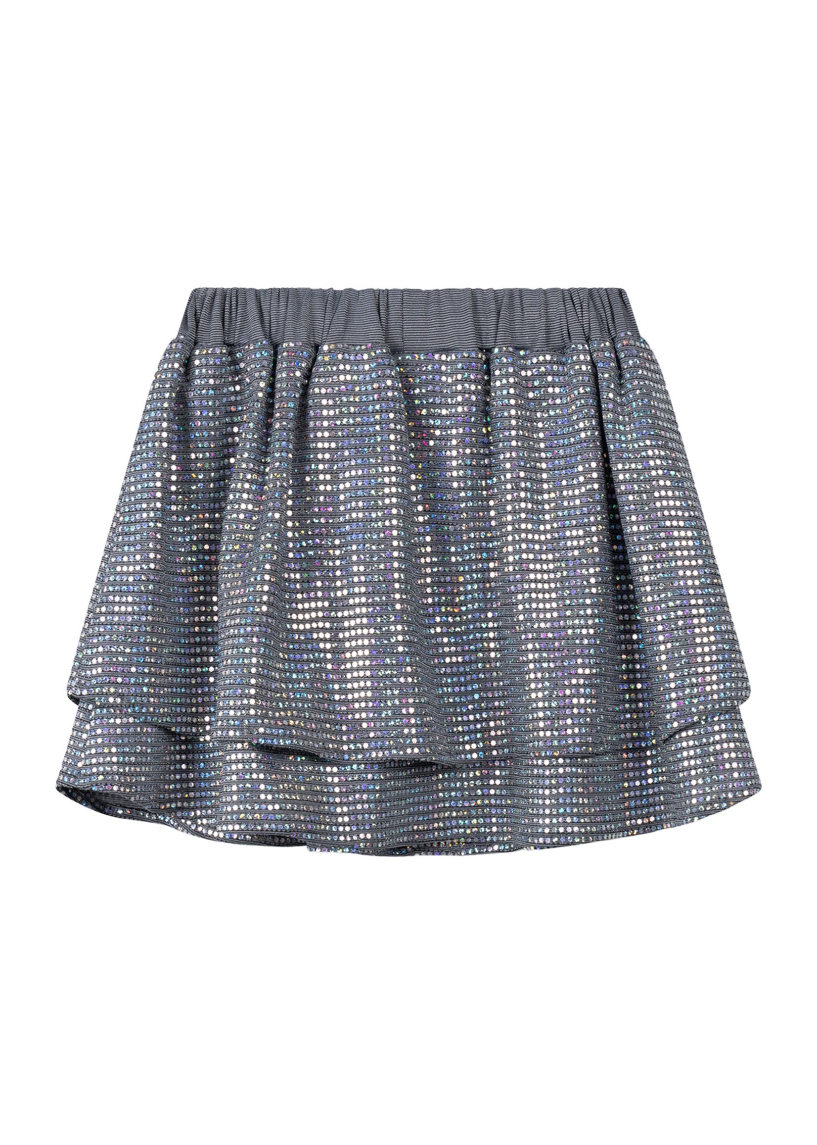 Alix Mini kids knitted sparkle skirt | silver