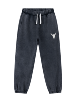 Alix Mini kids knitted bull logo pants | charcoal grey