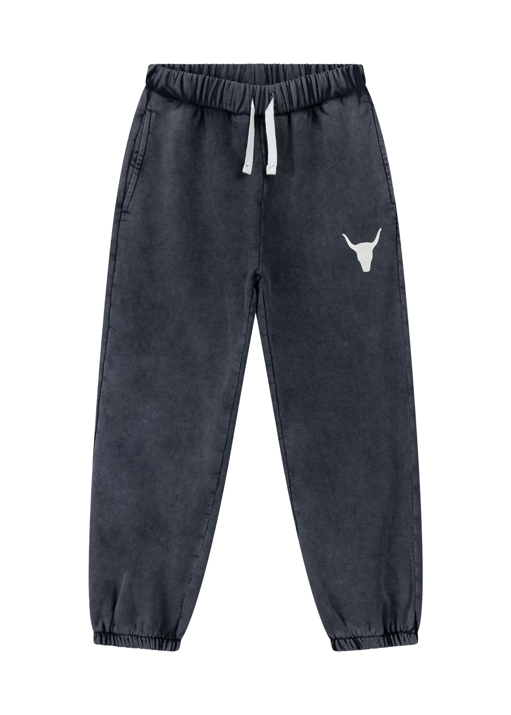 Alix Mini kids knitted bull logo pants | charcoal grey