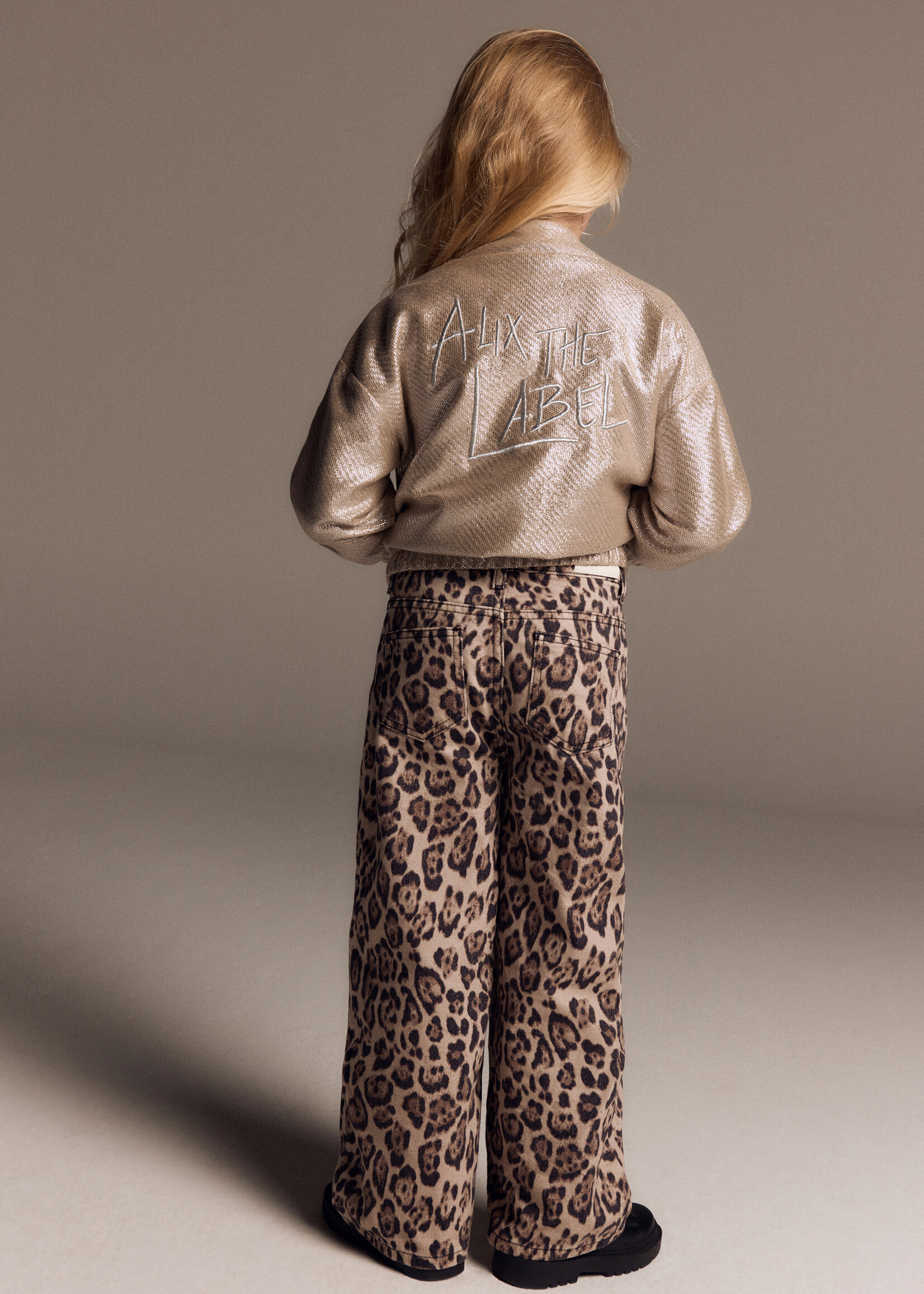 Alix Mini kids woven wide leg jaguar denim pants