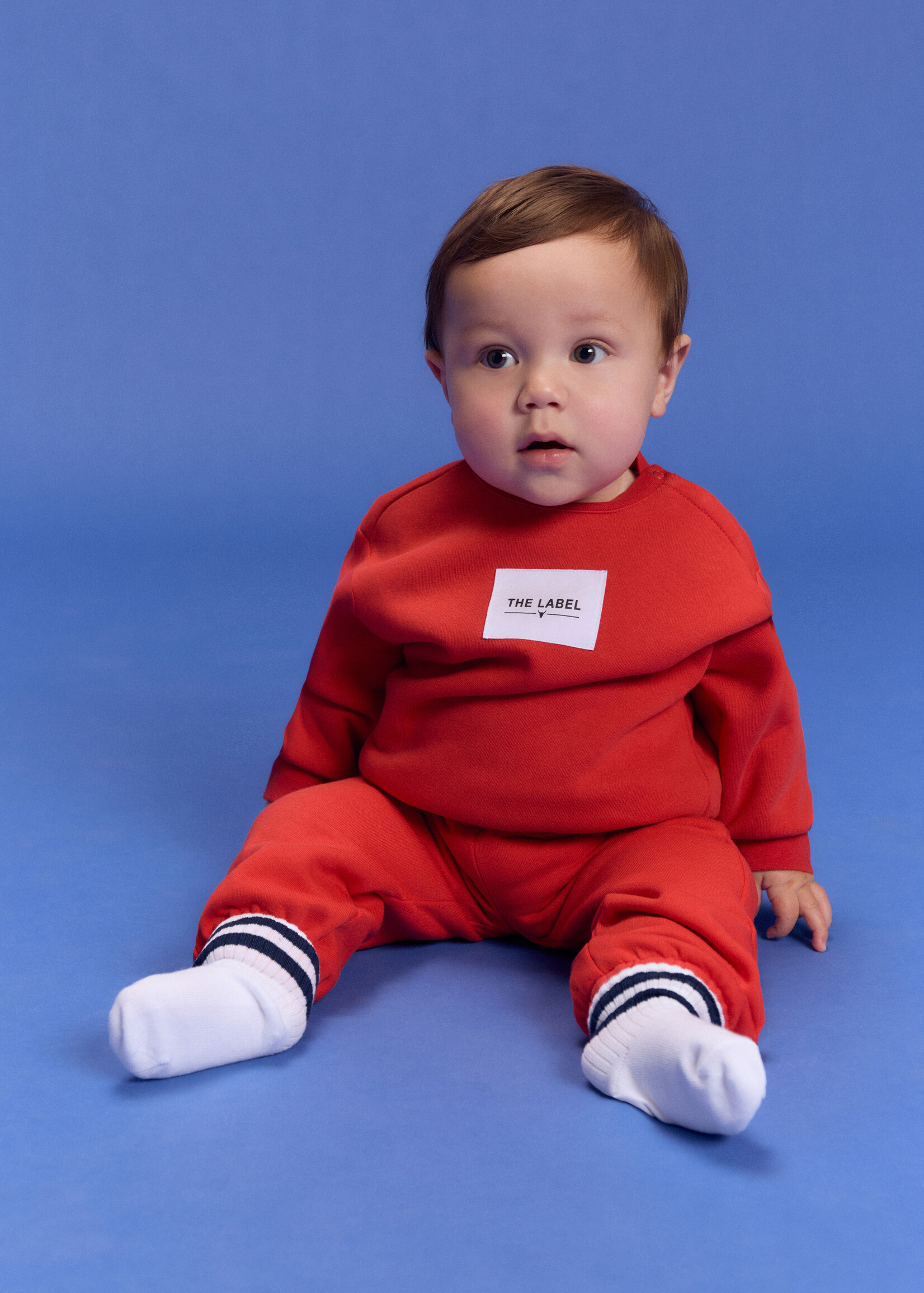 Alix Mini baby knitted label sweater | bright red