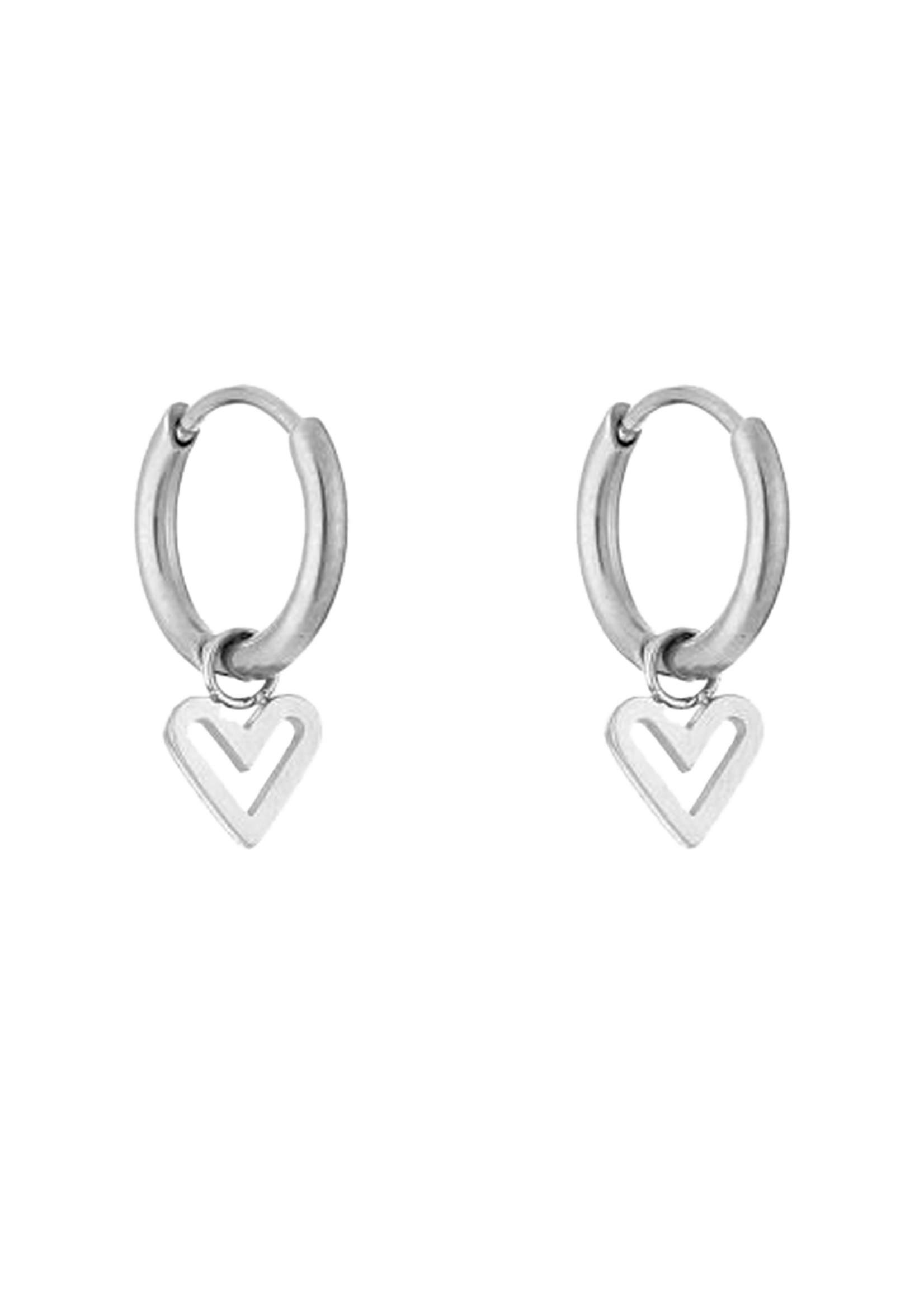 Oorbellen Hanger Open Heart Silver
