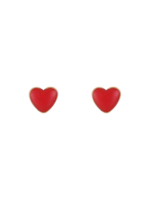 Oorbellen Stud Red Heart Gold