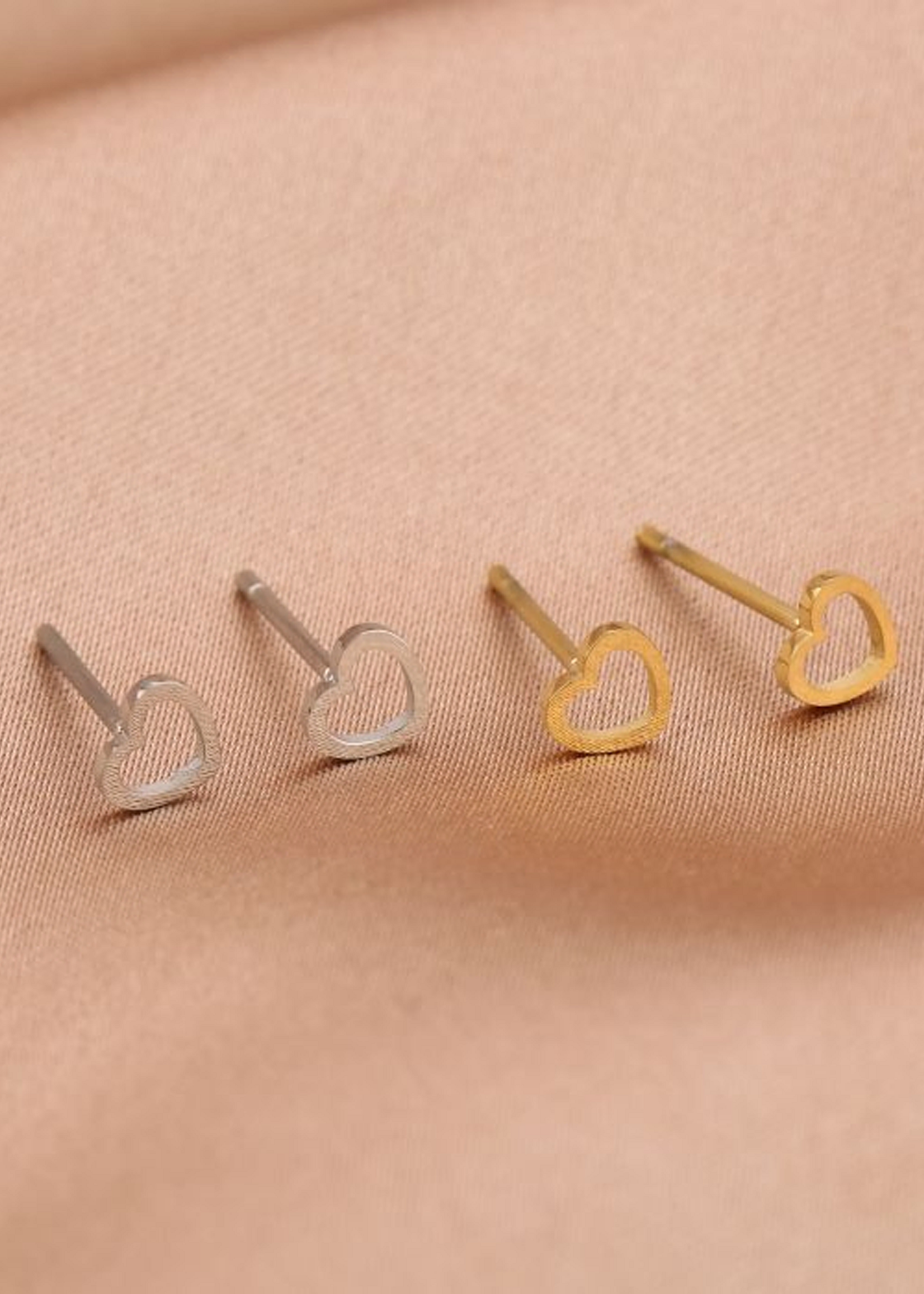 Oorbellen Stud Open Heart Gold