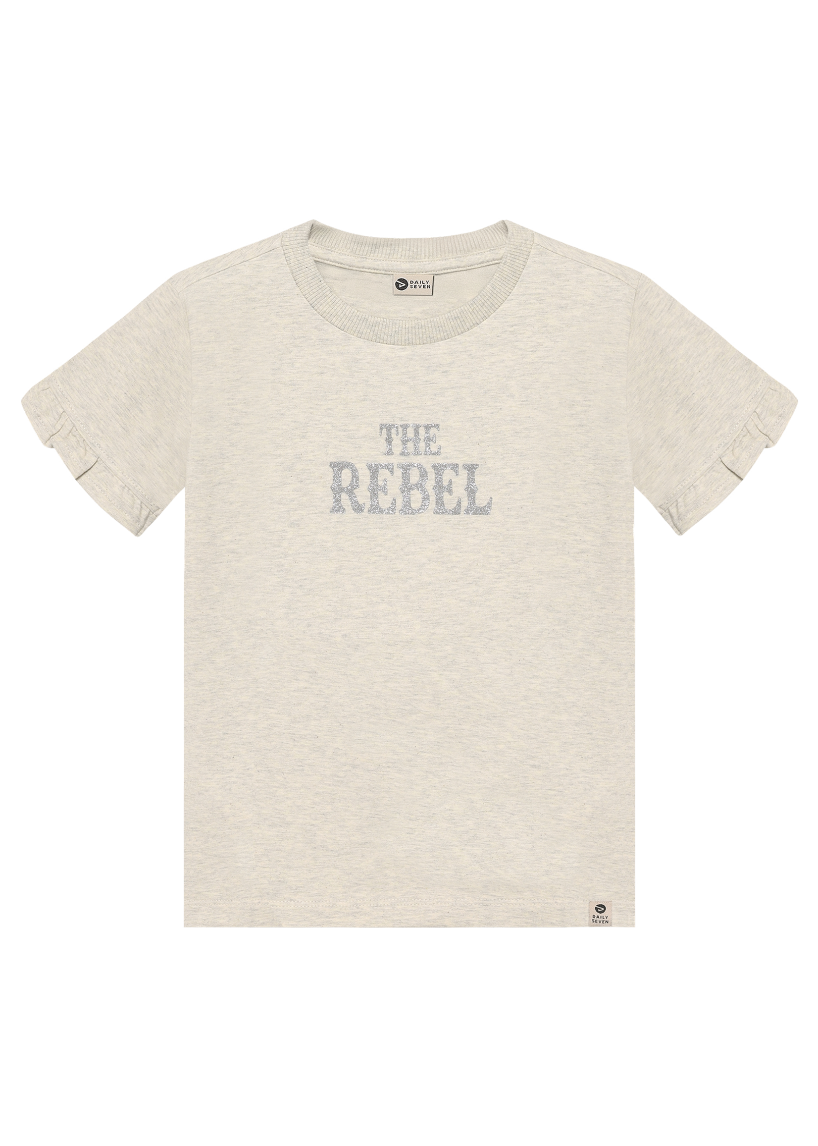 Daily 7 T-shirt Rebel Print Creme Grey Melange
