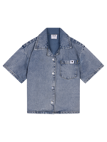Alix Mini kids woven short sleeve denim blouse