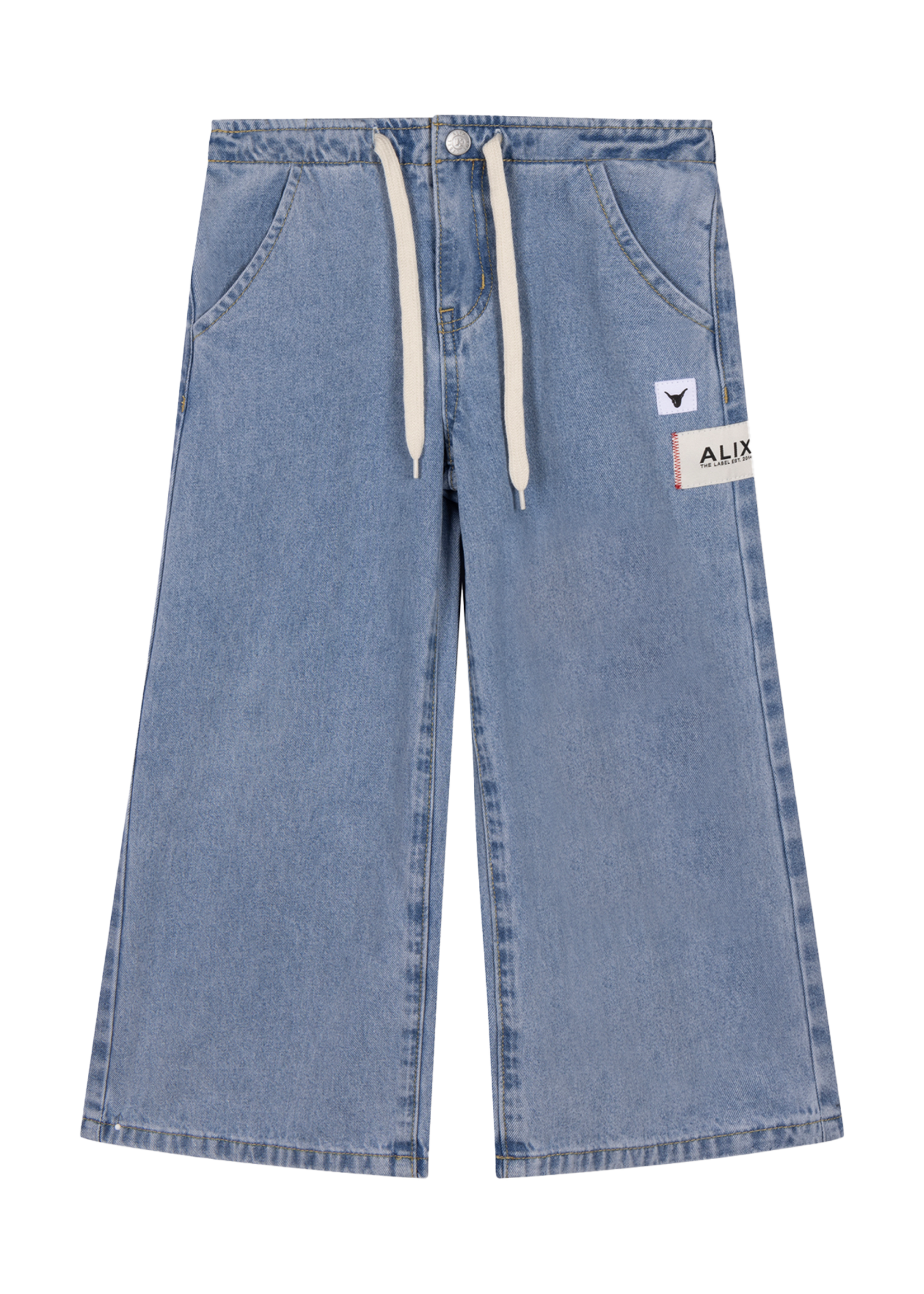 Alix Mini kids woven wide leg flowy denim pants