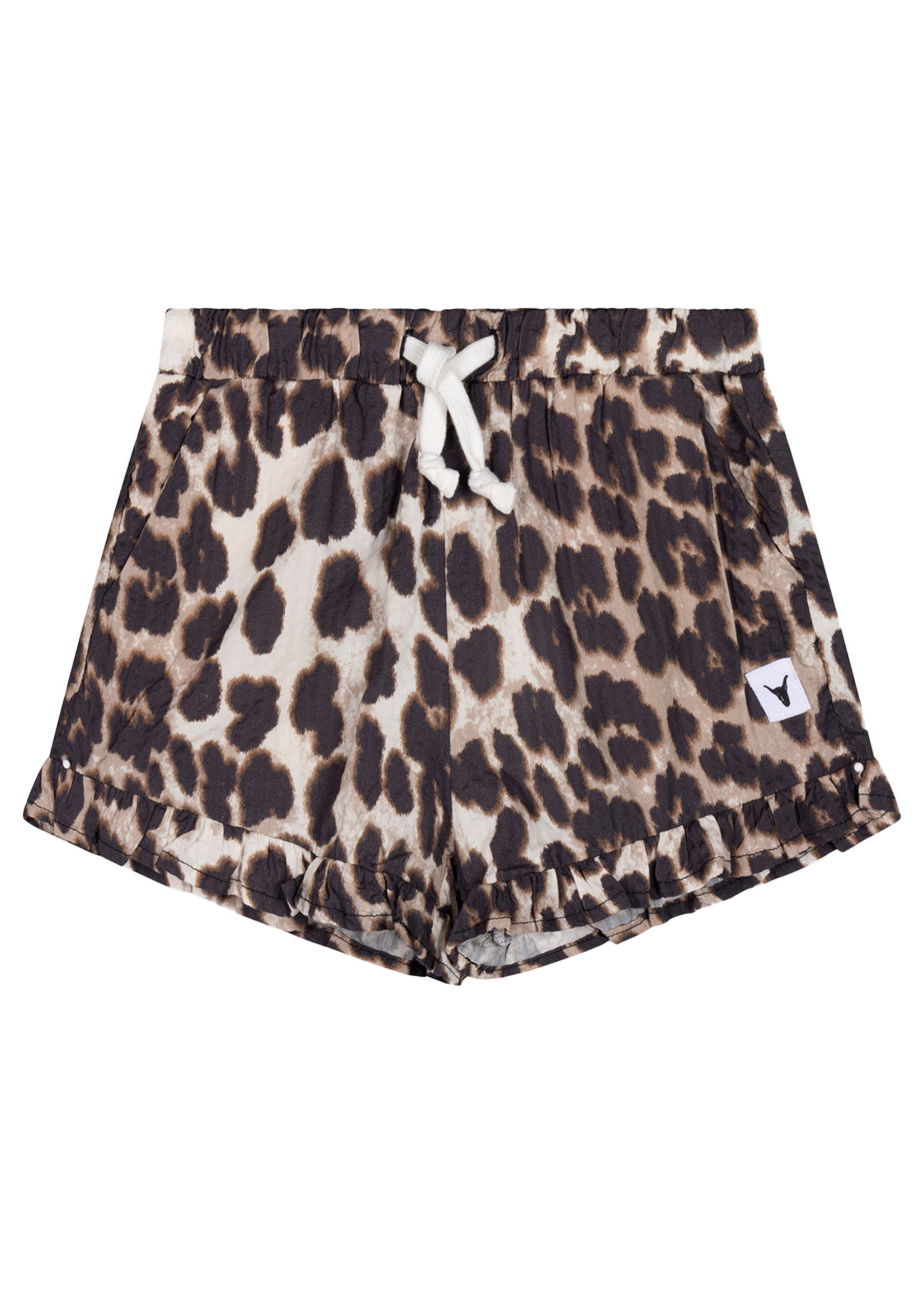 Alix Mini kids woven animal shorts with ruffles