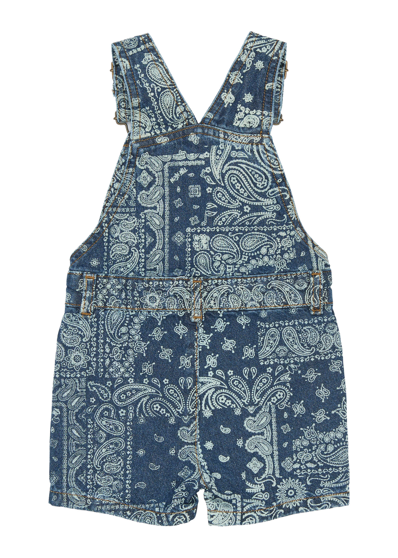 The New Siblings Story Short Denim Dungarees medium blue AOP