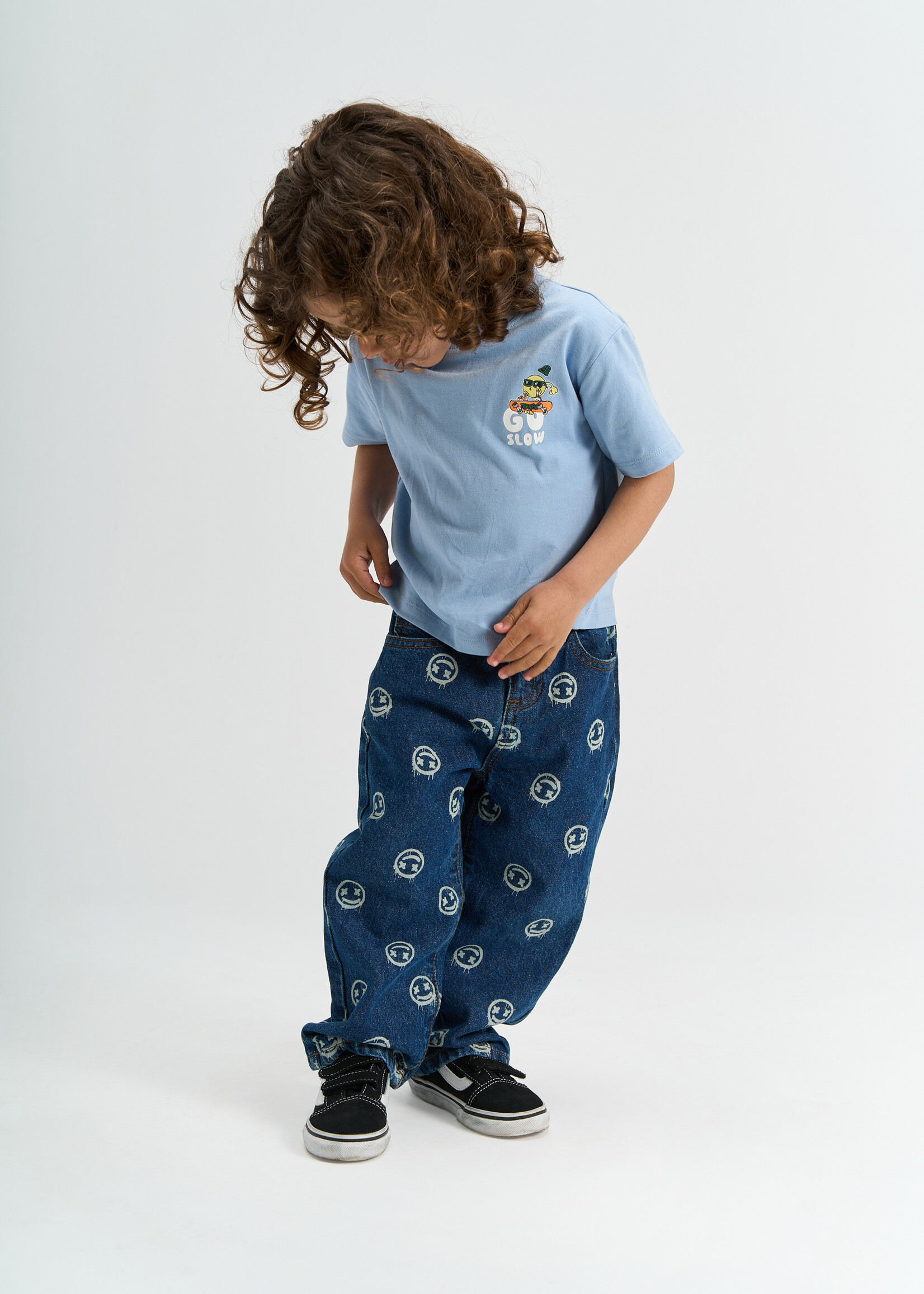 The New Siblings Spero Baggy Fit Jean medium blue AOP