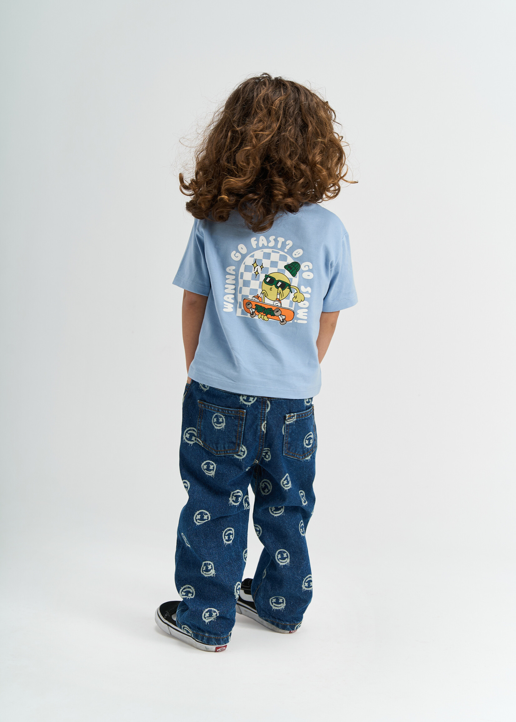 The New Siblings Spero Baggy Fit Jean medium blue AOP