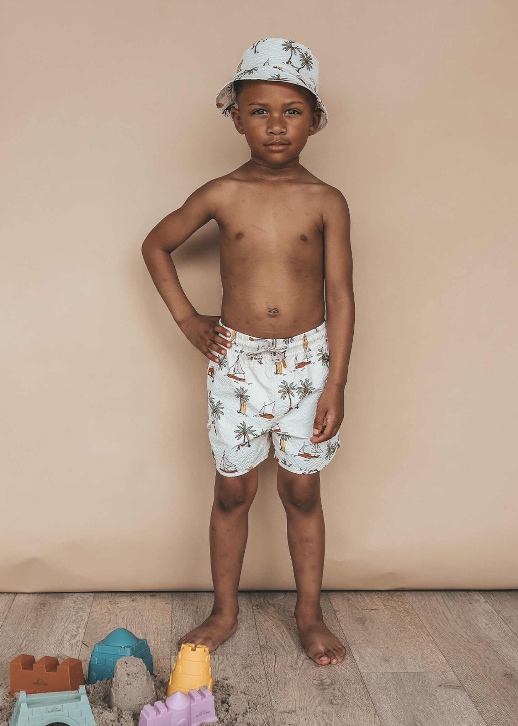 Salted Stories Sailing | Swim Shorts White Swan