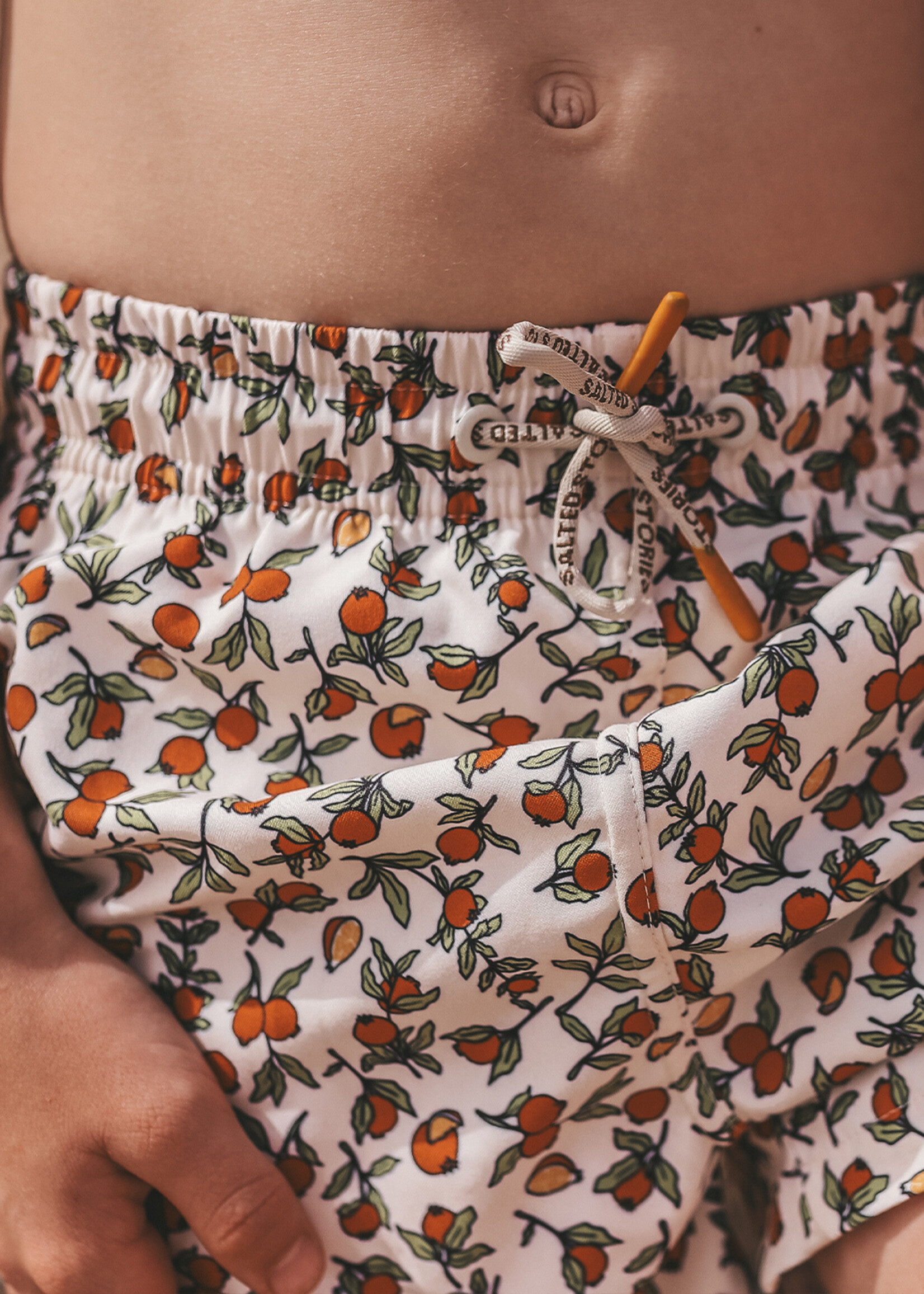 Salted Stories Pommegranate | Swim Shorts White Swan
