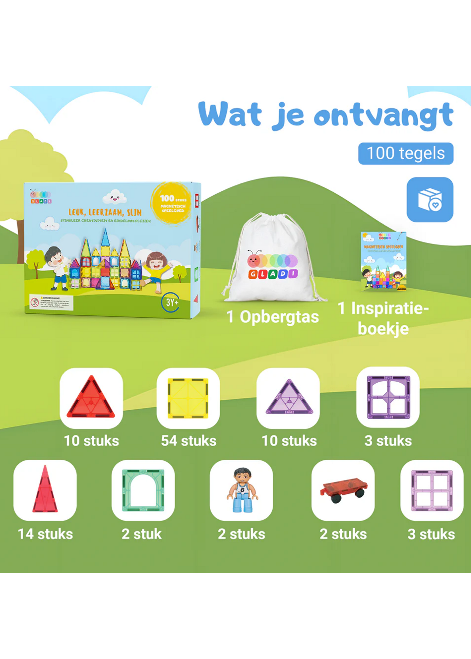 Gladi Magneet tegels | 100 stuks