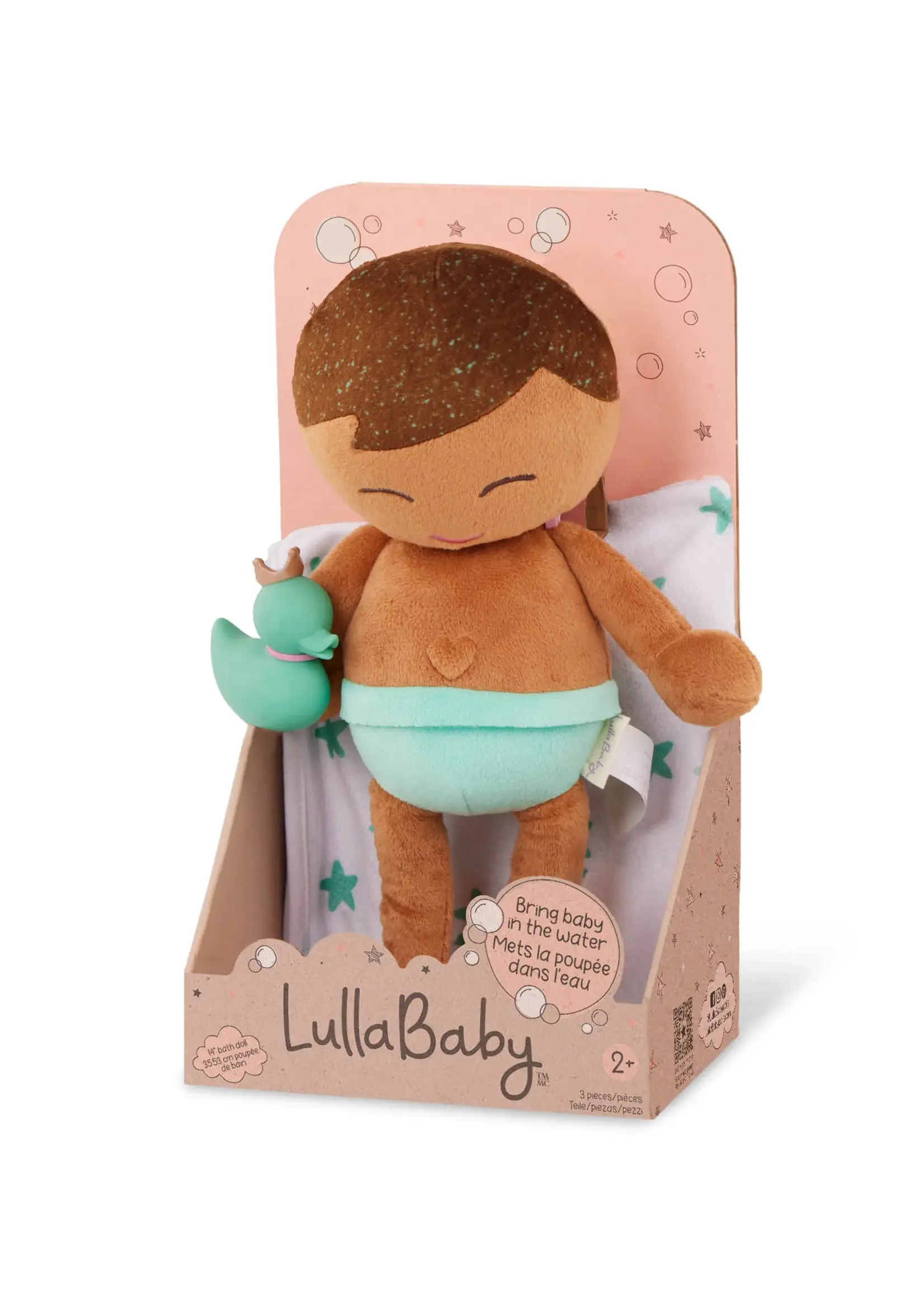 LullaBaby Plush Bath Doll Boy & Accessory | Brown Hair