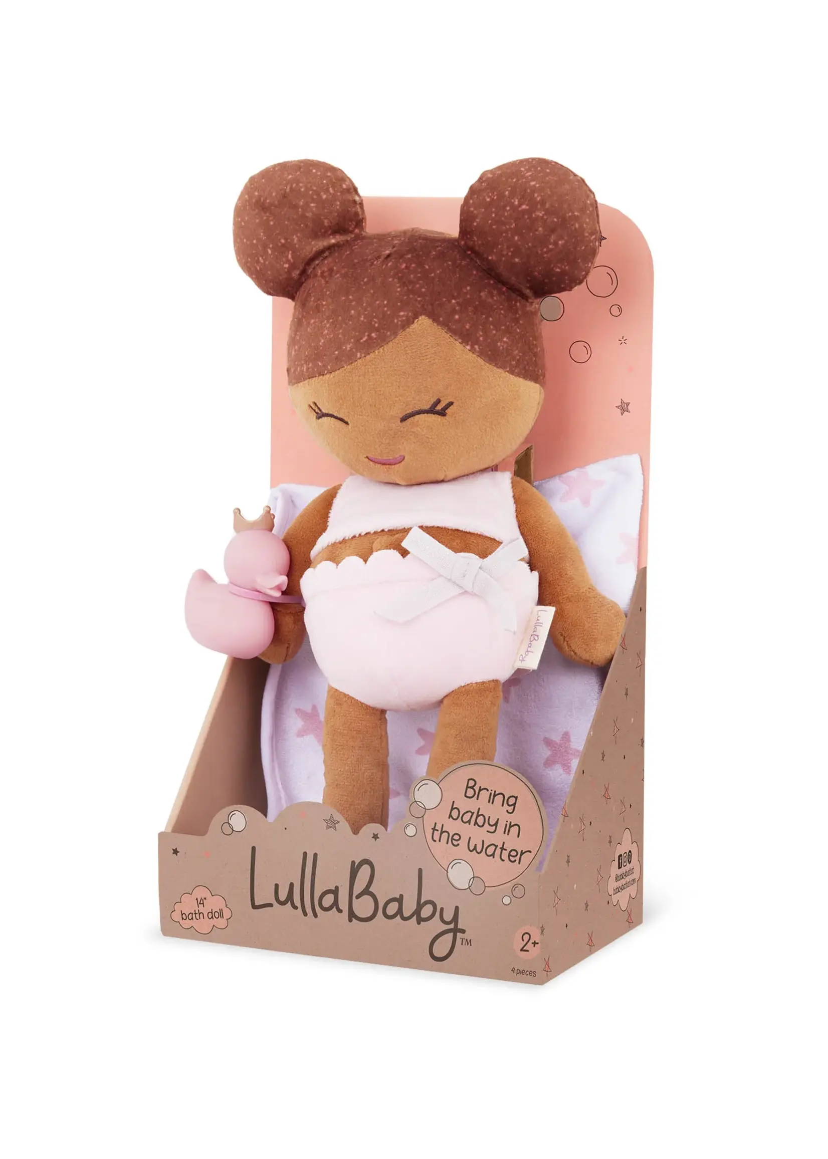 LullaBaby Plush Bath Doll Girl & Accessory | Brown Hair