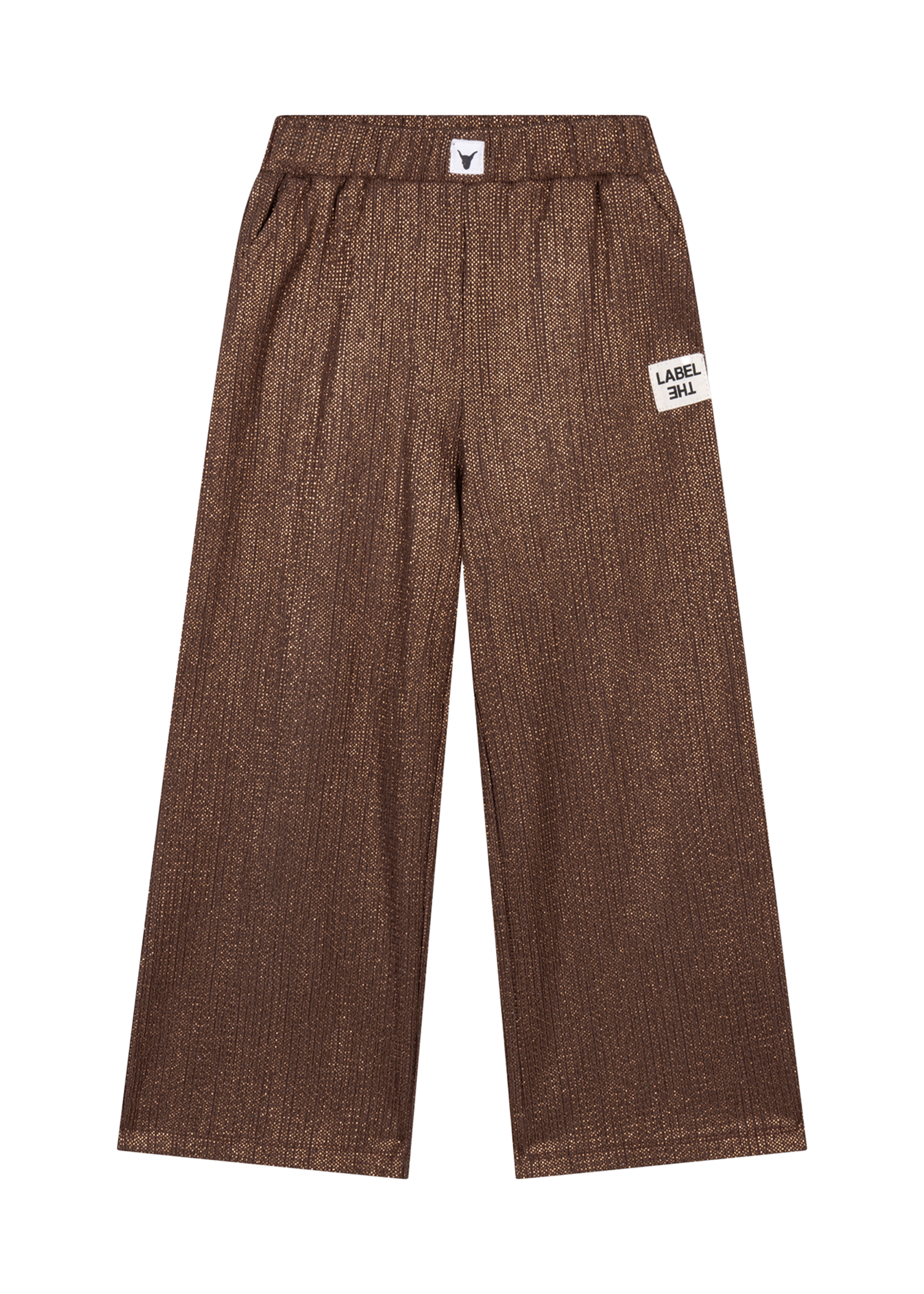 Alix Mini Knitted Shiny Wide Leg Pants | Warm Brown