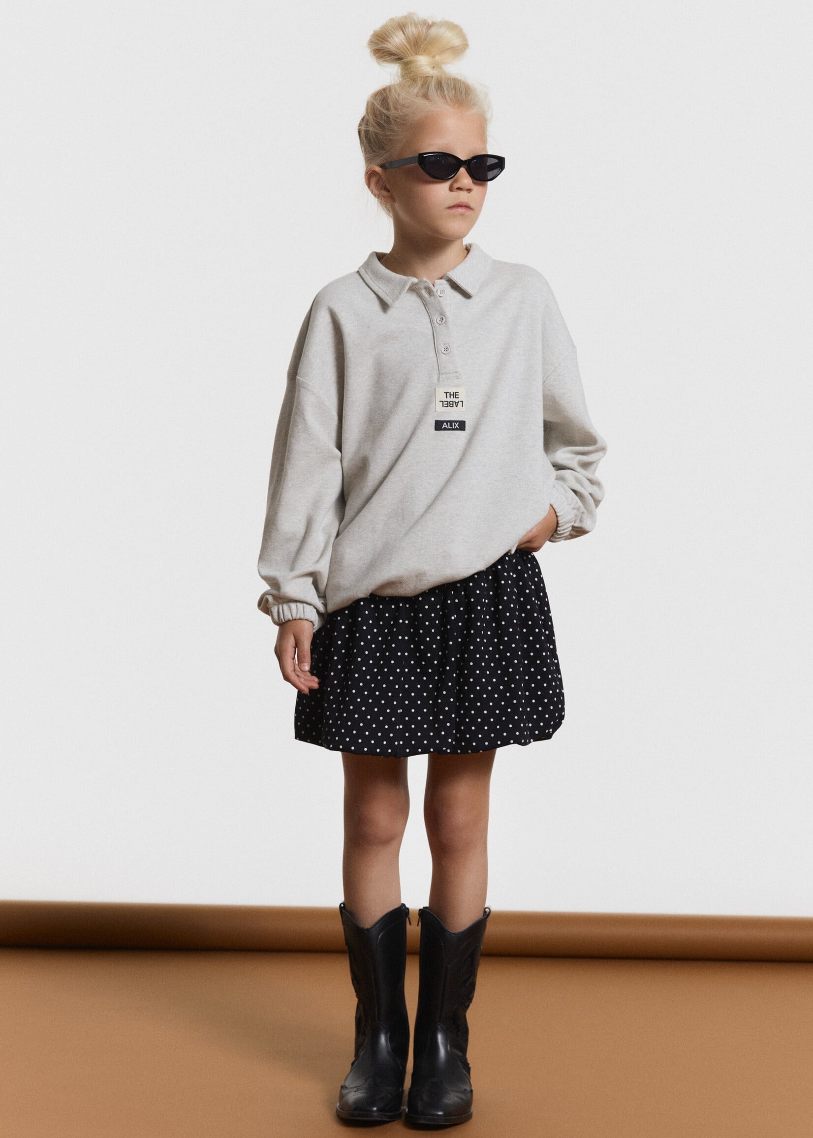 Alix Mini Woven Dot Skirt | Black & White