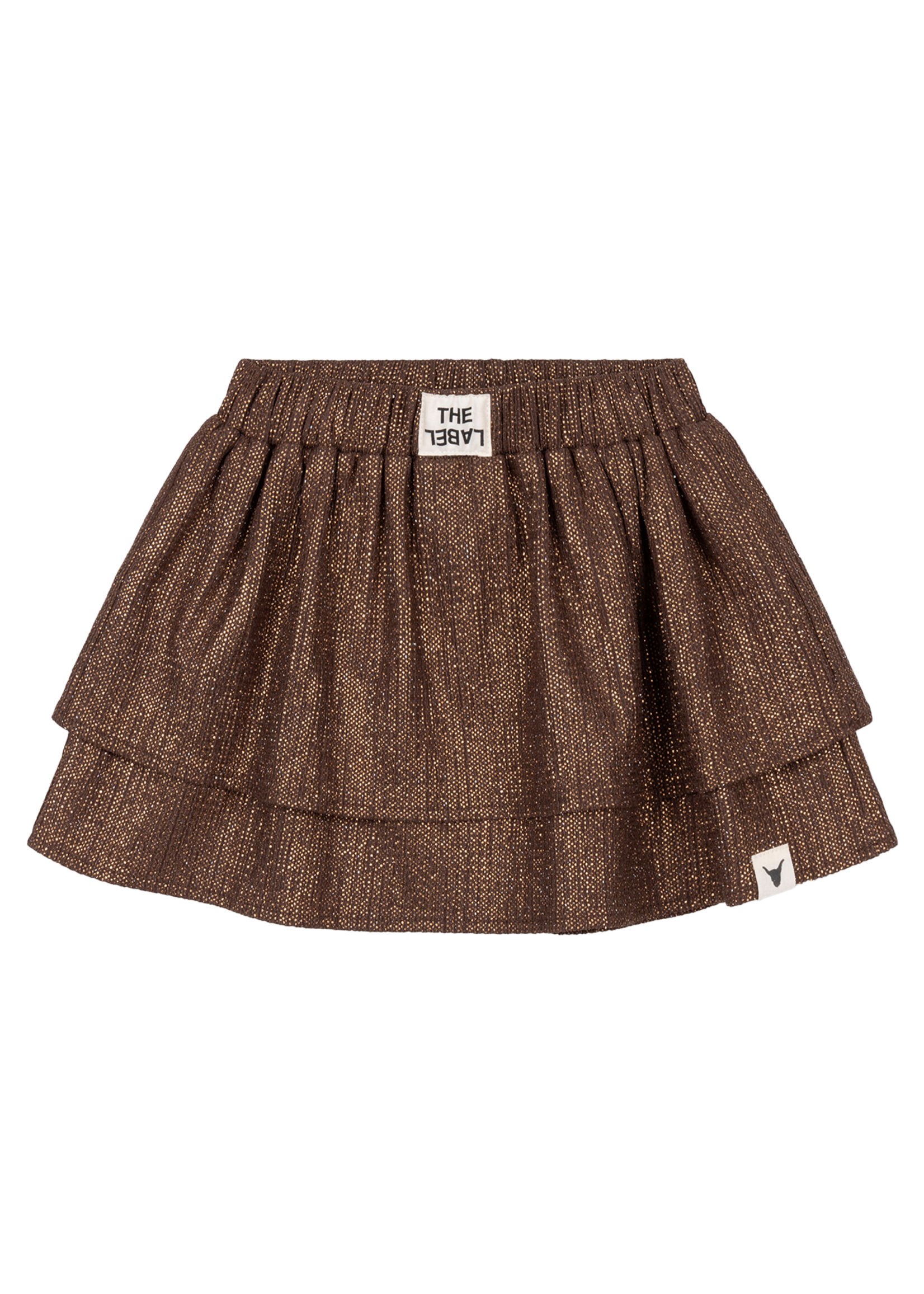 Alix Mini Knitted Shiny Skirt | Warm Brown