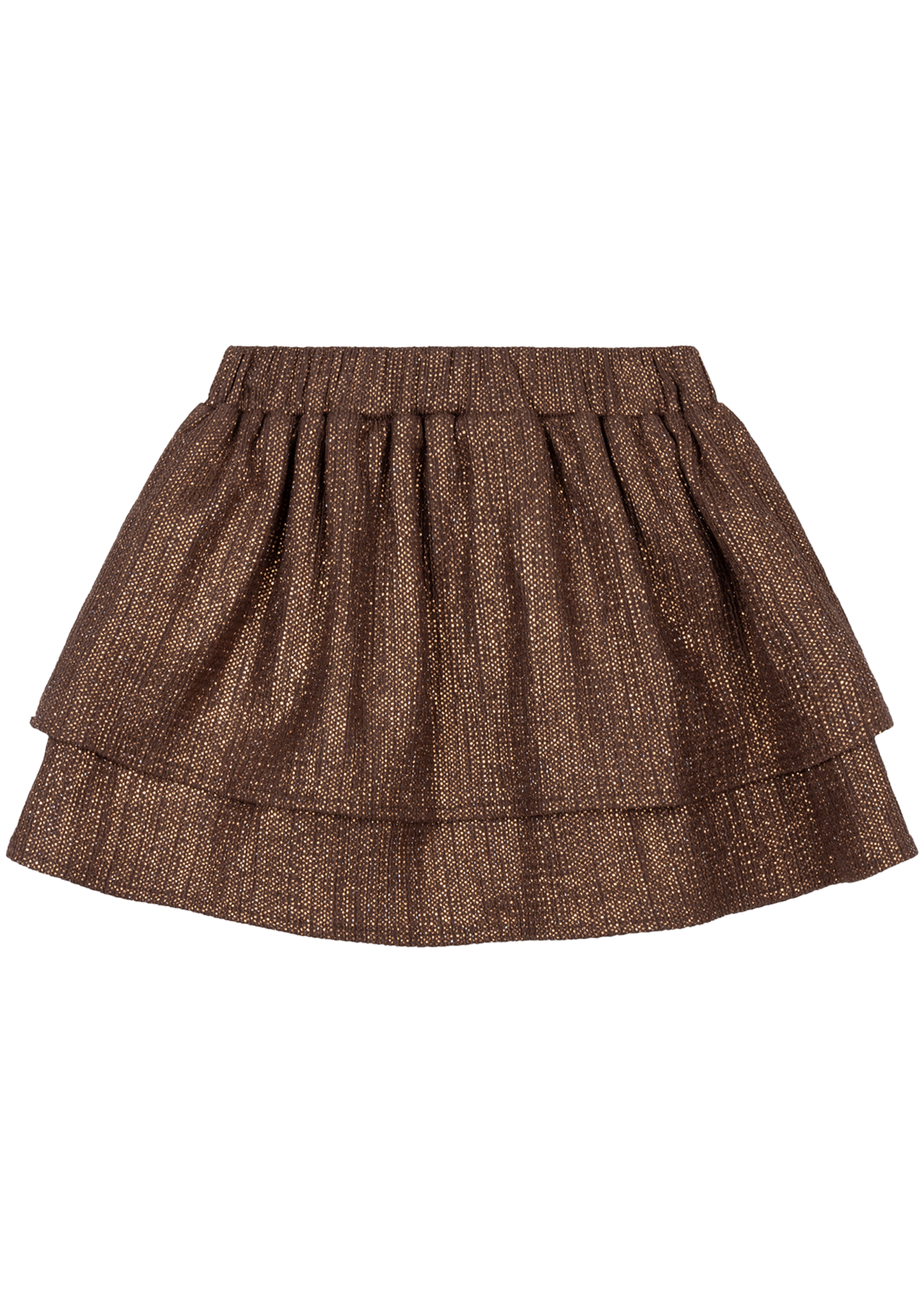 Alix Mini Knitted Shiny Skirt | Warm Brown