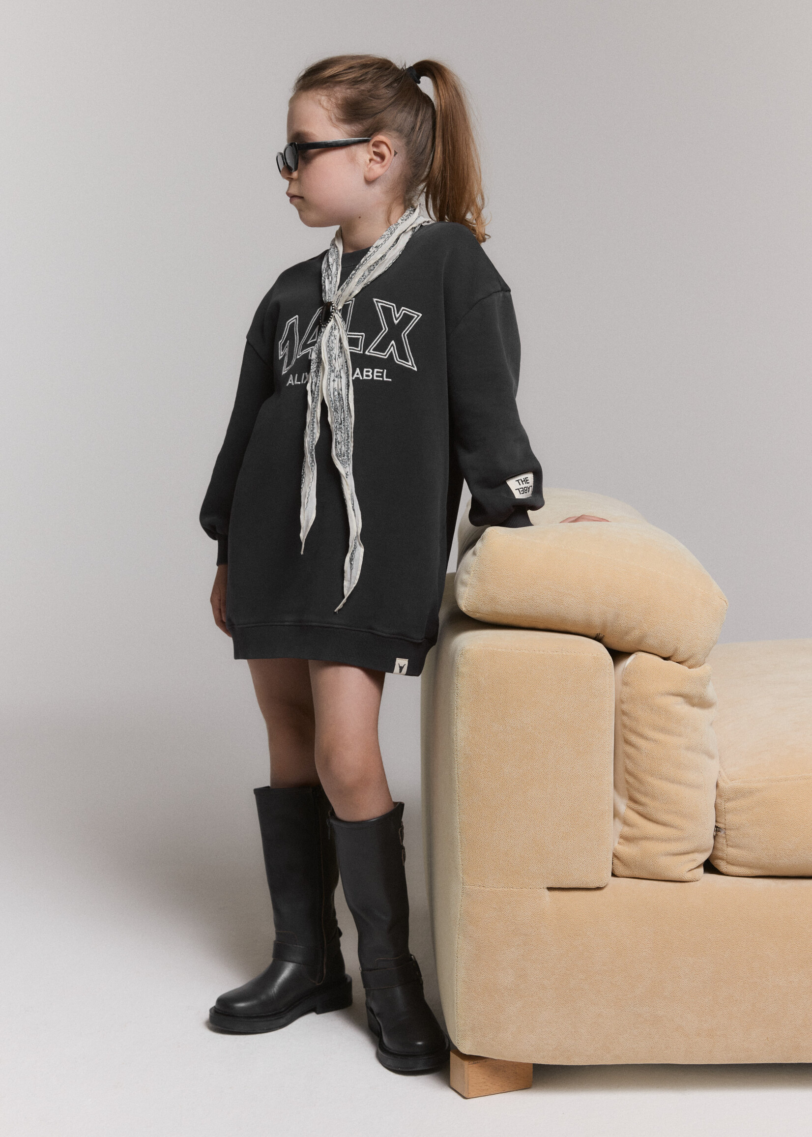 Alix Mini Knitted 14lx Sweatdress | Charcoal Grey