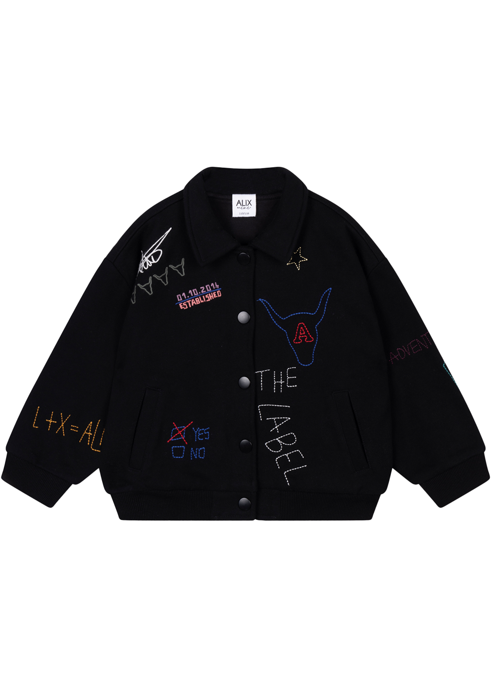 Alix Mini Knitted Patches Jacket | Black