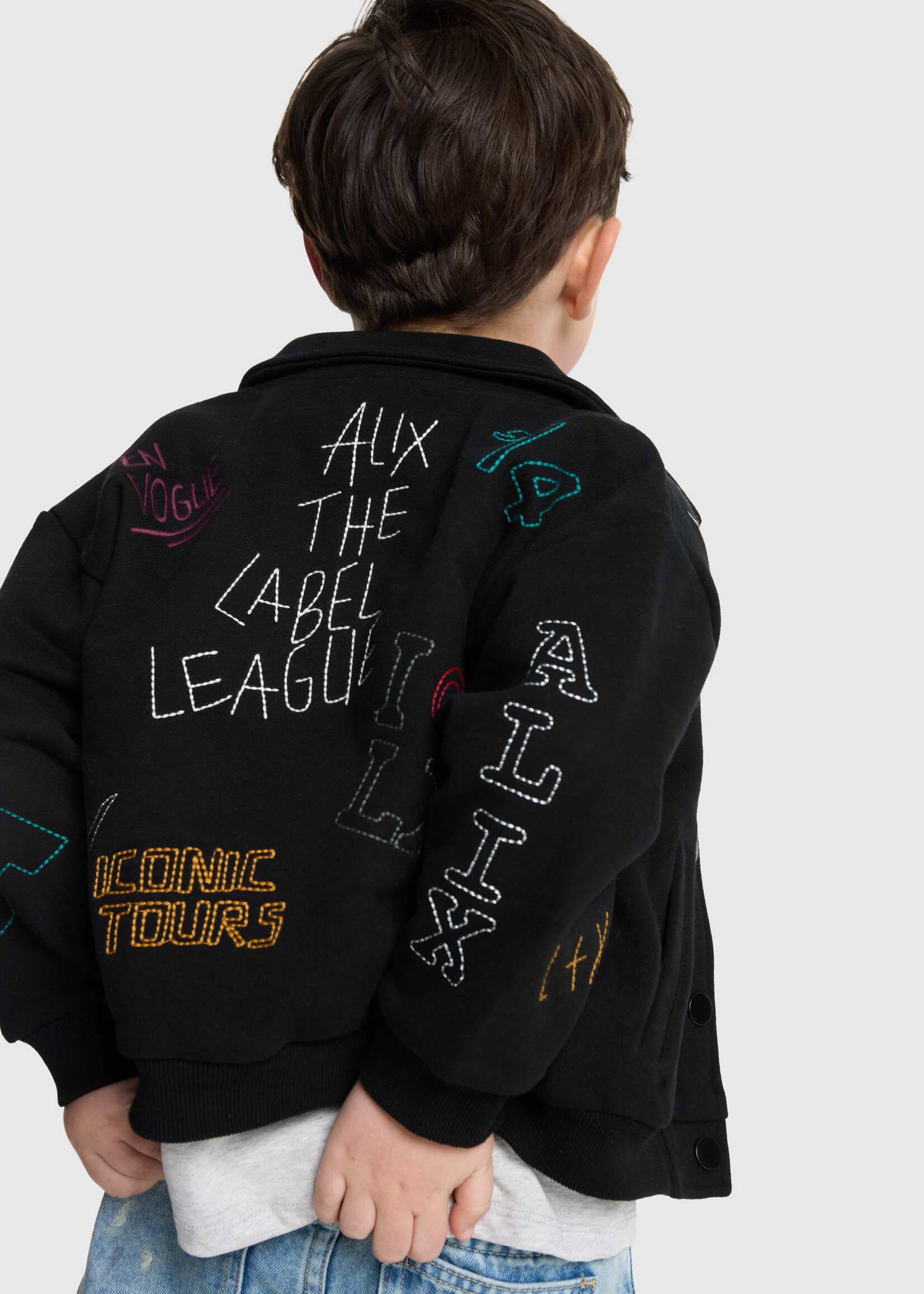 Alix Mini Knitted Patches Jacket | Black