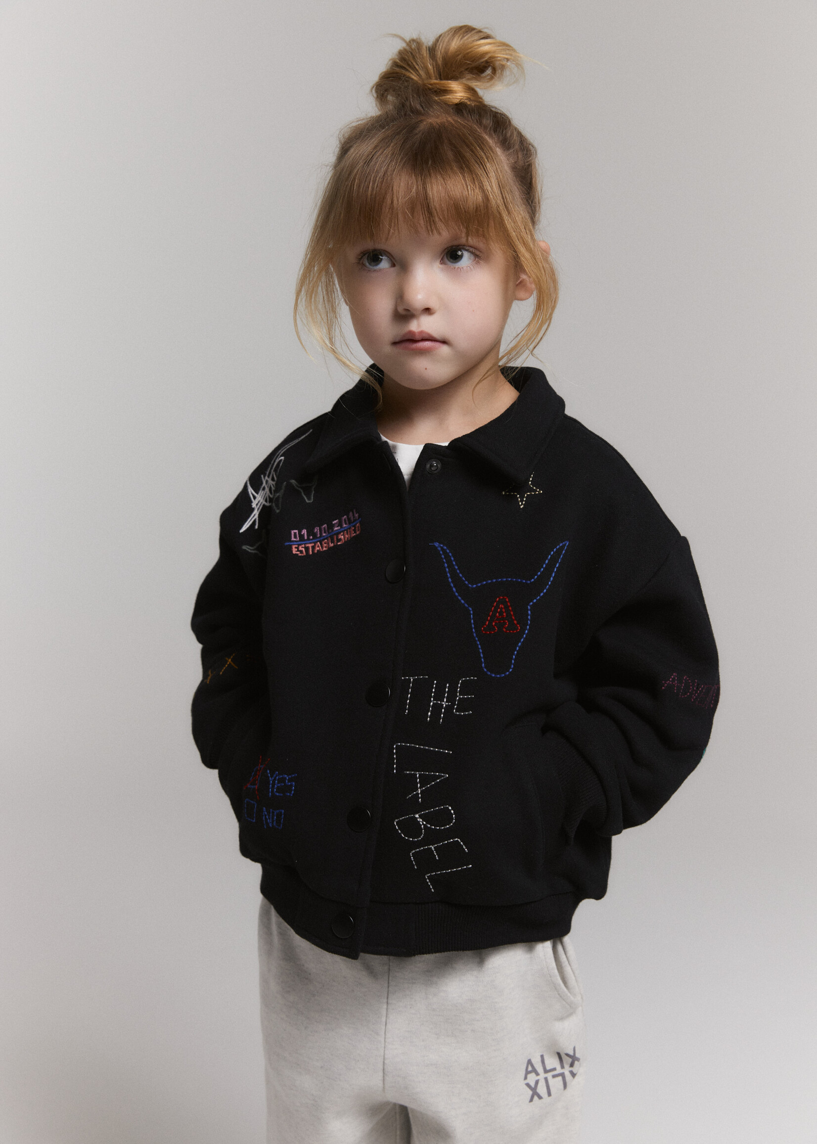 Alix Mini Knitted Patches Jacket | Black