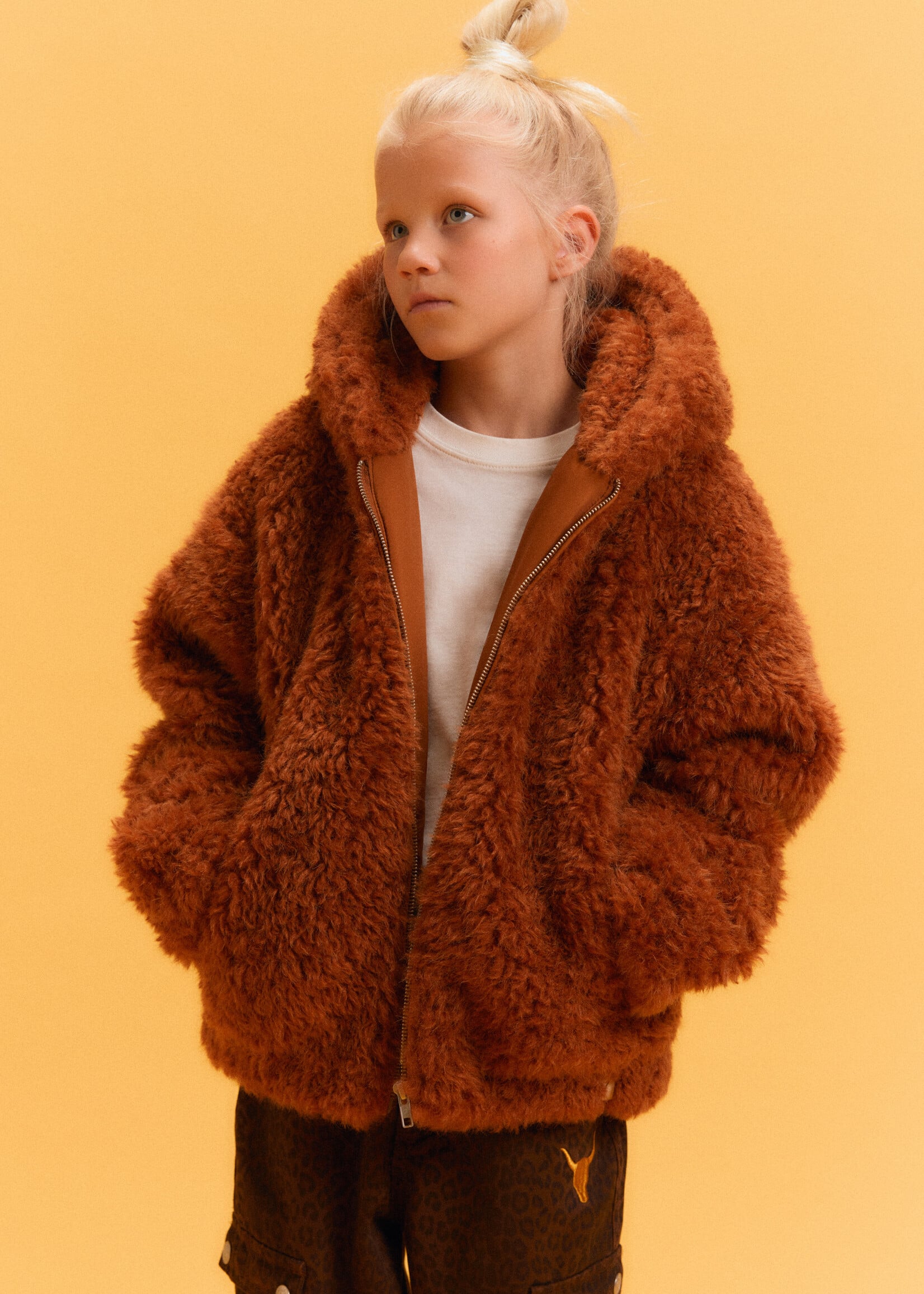 Alix Mini Woven Fur Coat | Cognac