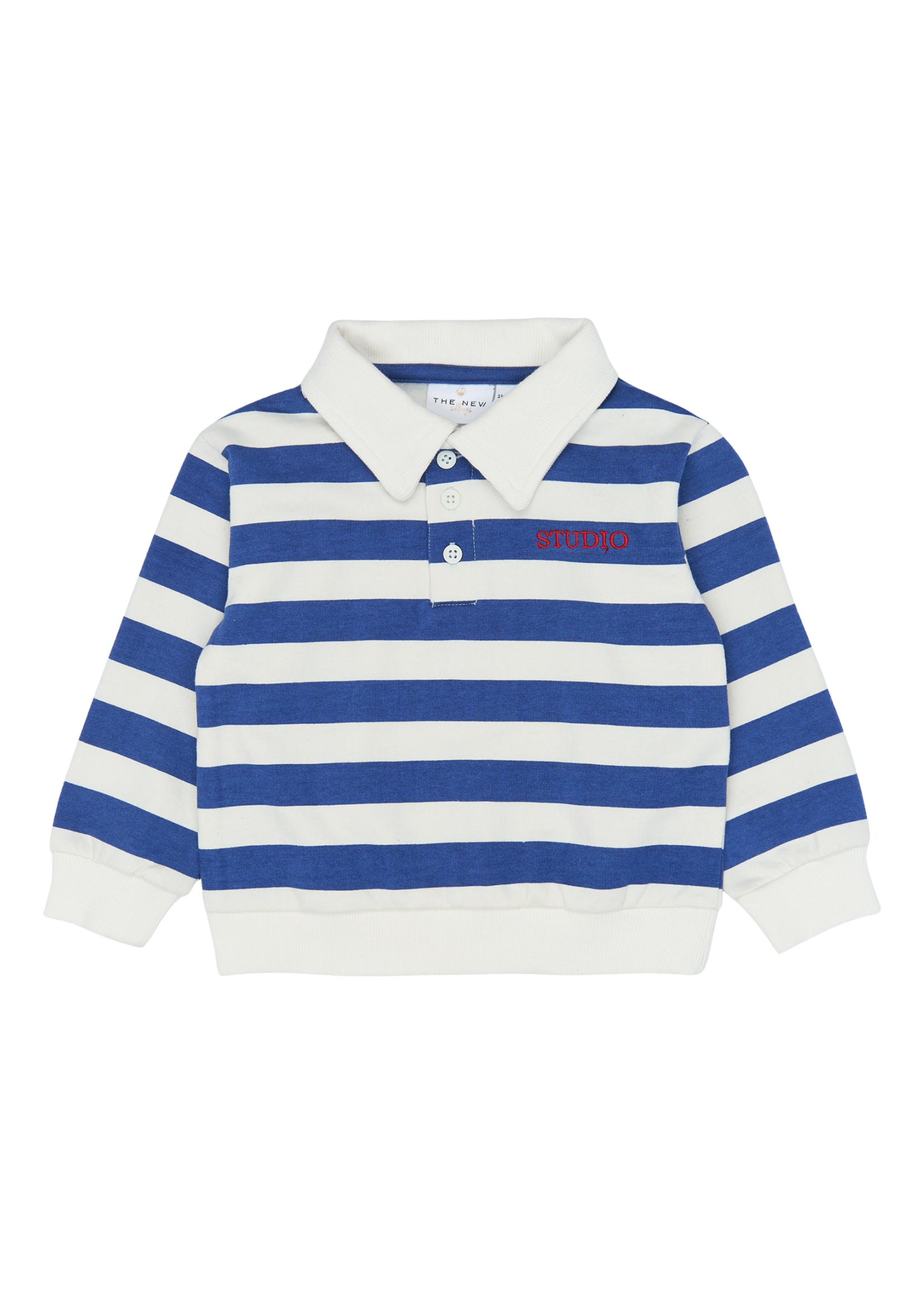 The New Siblings Vidan Polo Sweatshirt | Mazarine Blue Striped