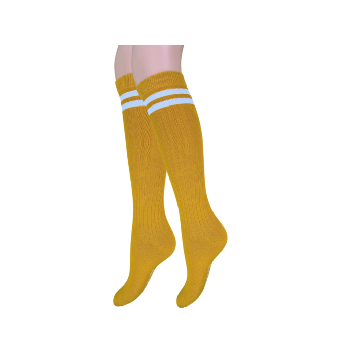 Meisjes Kniekous - Rib - Gestreept - Oker