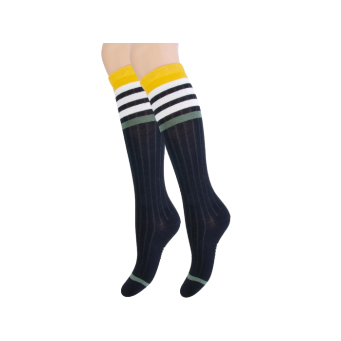 Kniekous - Rib - Gestreept - Zwart