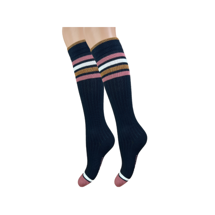 Meisjes Kniekous - Gestreept - Glitter - Brons