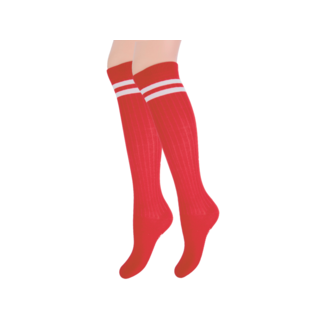 Kniekous Rib Strepen Rood