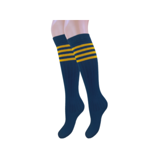 Kniekous Rib Retro Blauw/Oker