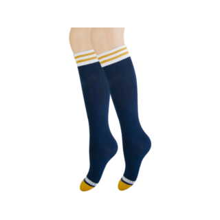 Rib Strepen Marineblauw/Oker