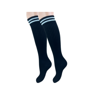 Kniekous Rib Stripe Zwart/Wit