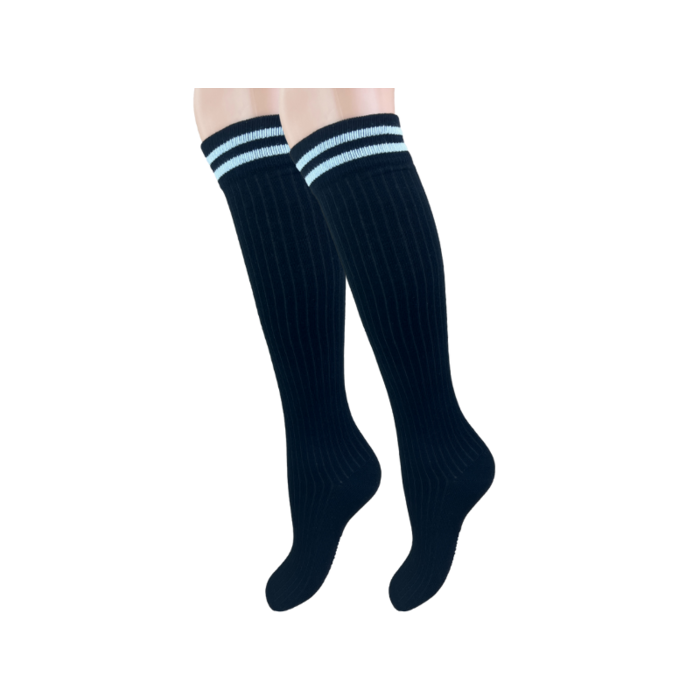 Kniekous - Rib - Stripe - Zwart/Wit