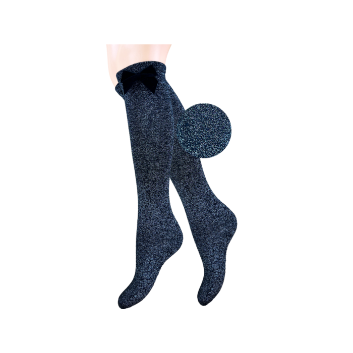 Meisjes Kniekous - Strikje - Silver/Glitter