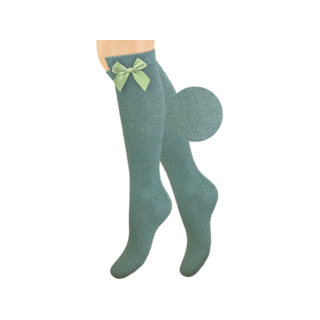 Kniekous Zijde Strikje Glitter Mint