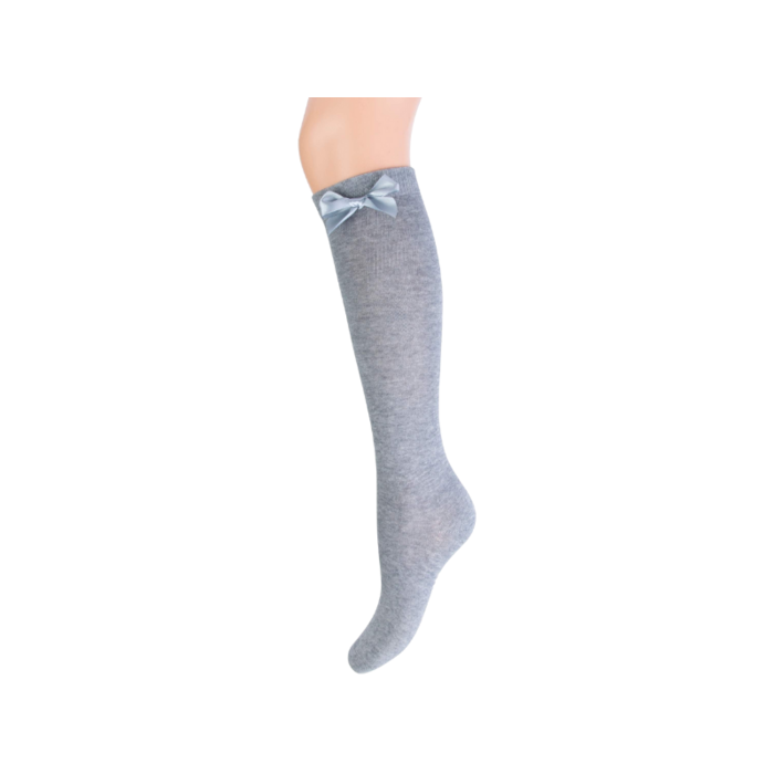 Meisjes Kniekous - Strikje - Grijs